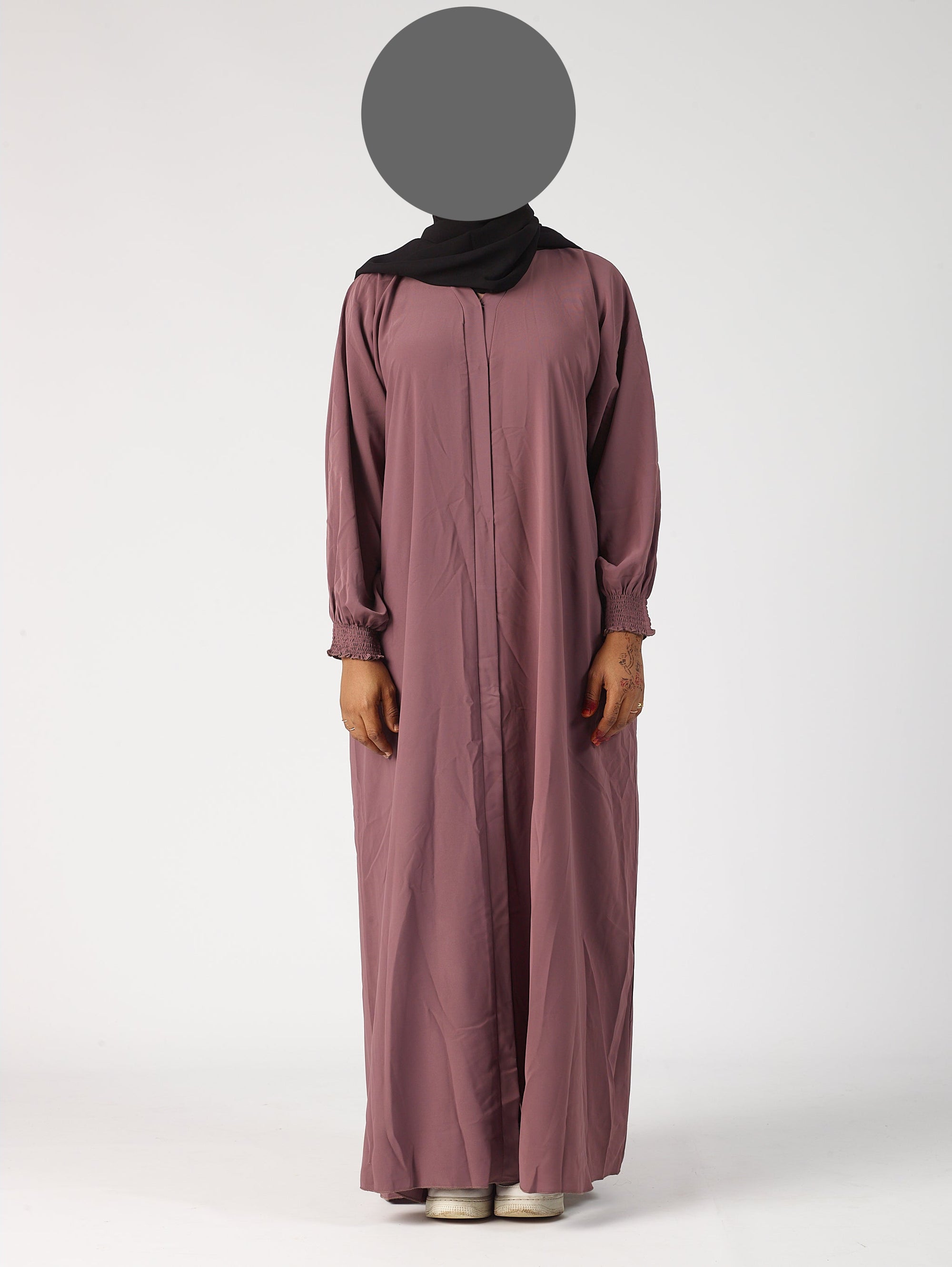 Premium plain Open abaya - Frill sleeve