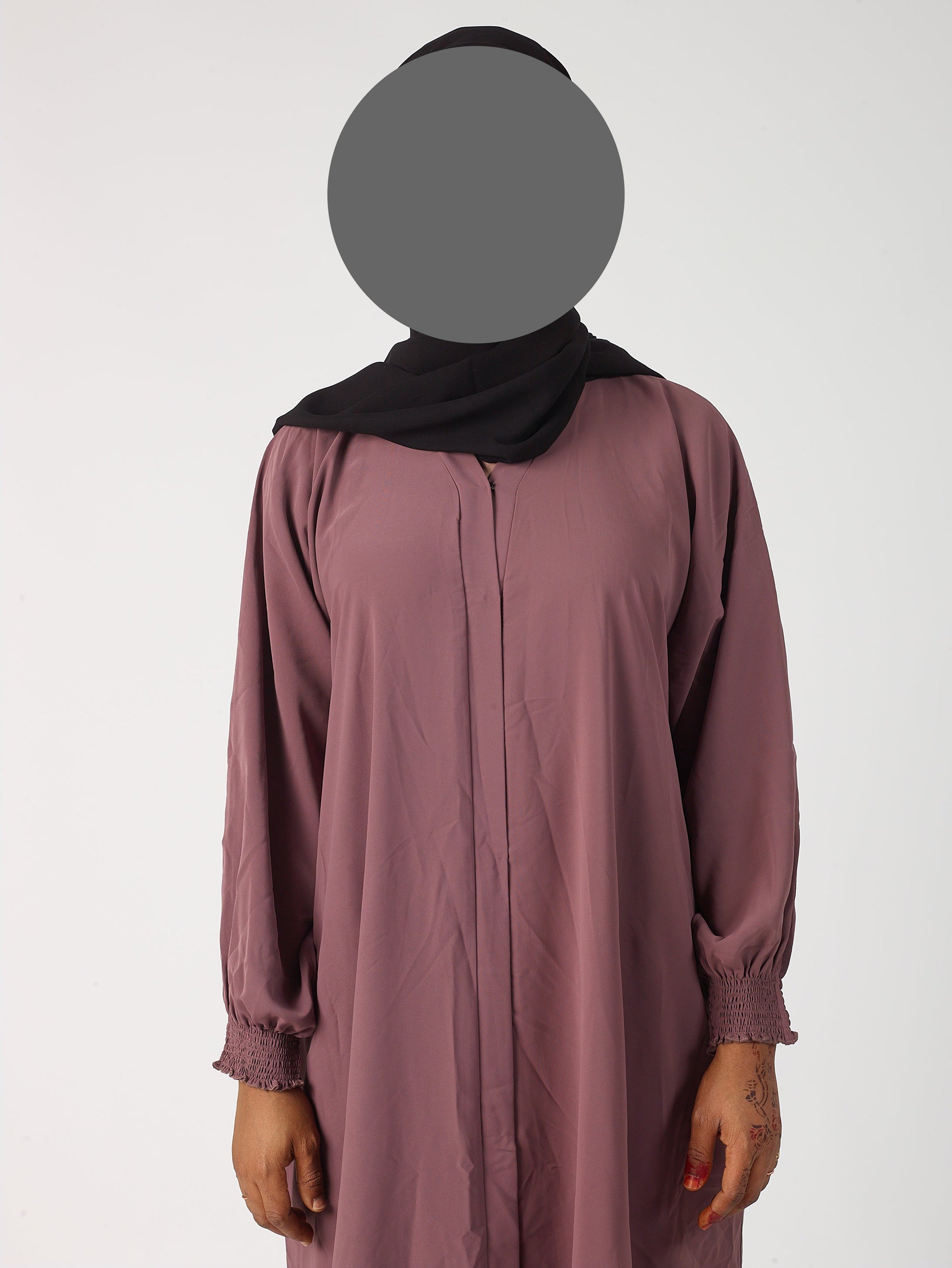 Premium plain Open abaya - Frill sleeve