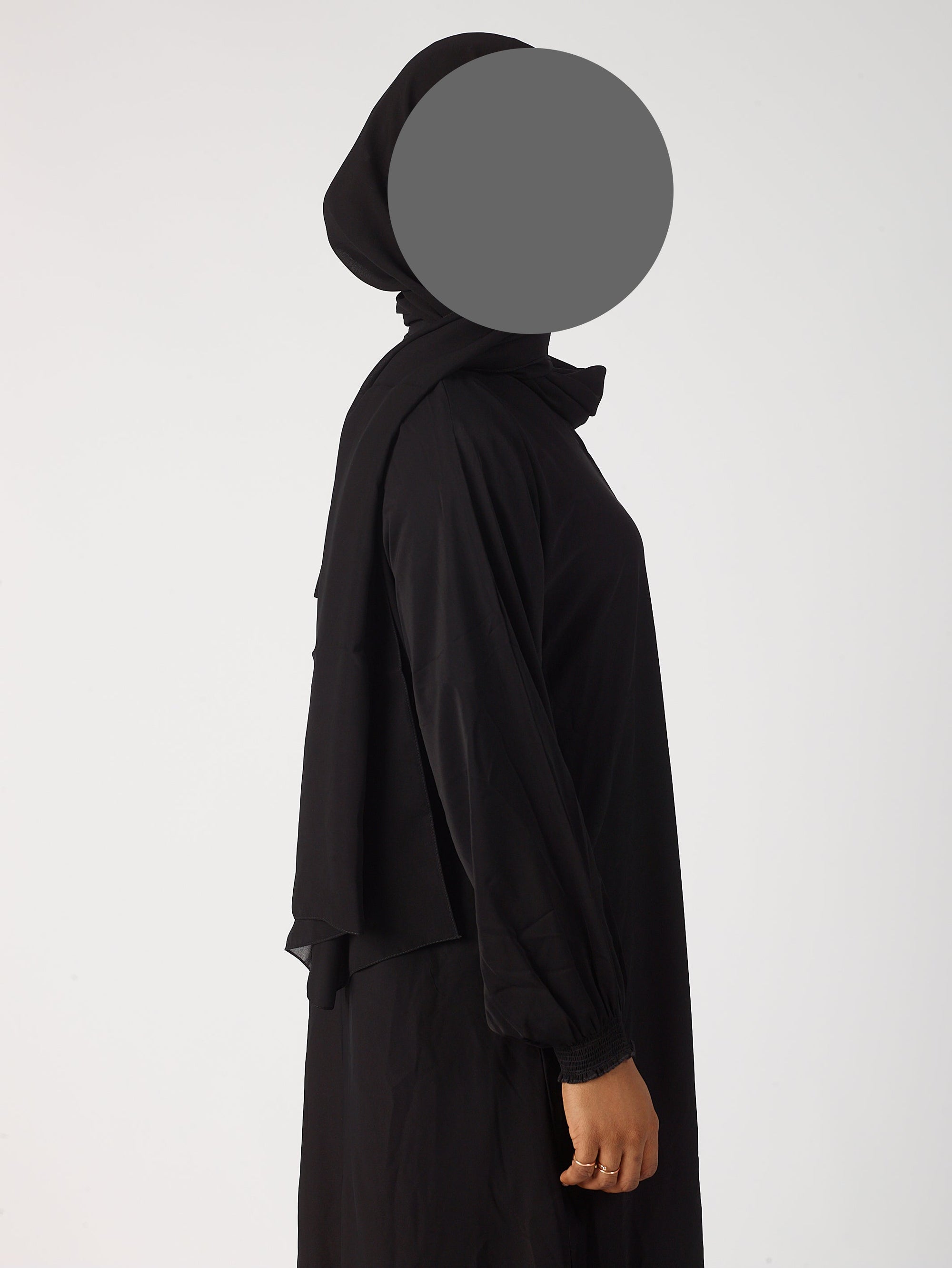 Premium plain Open abaya - Frill sleeve