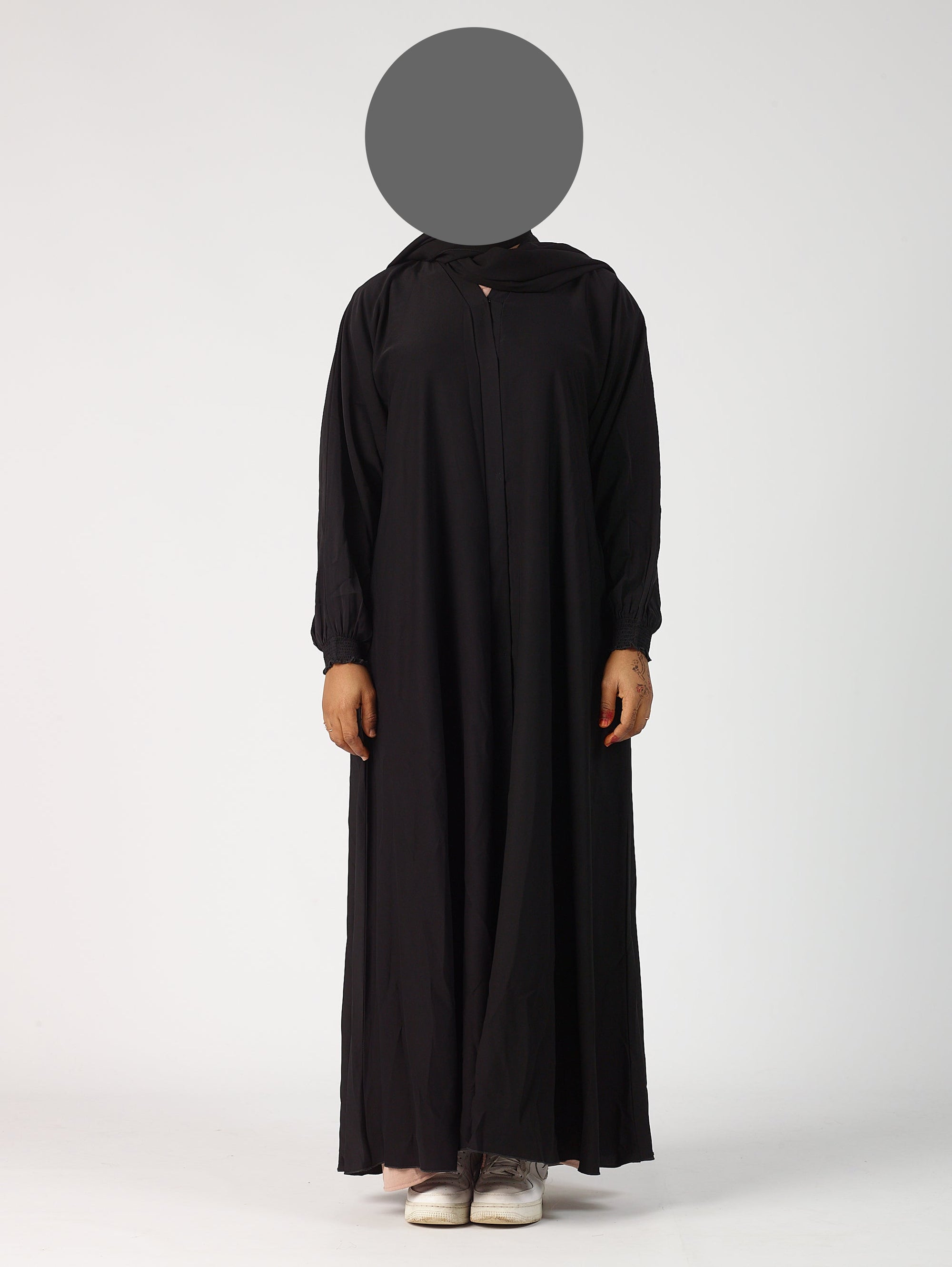 Premium plain Open abaya - Frill sleeve