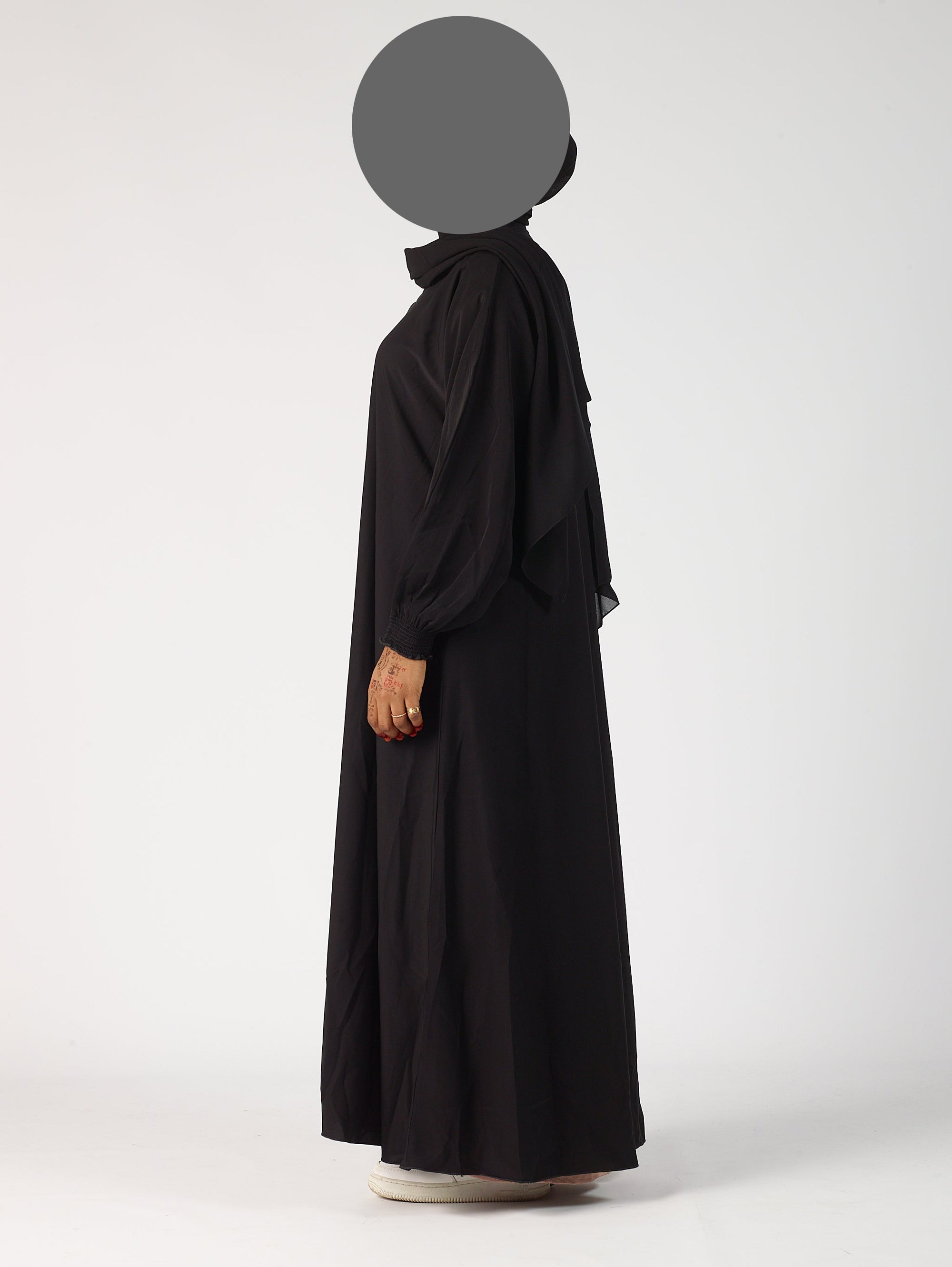 Premium plain Open abaya - Frill sleeve