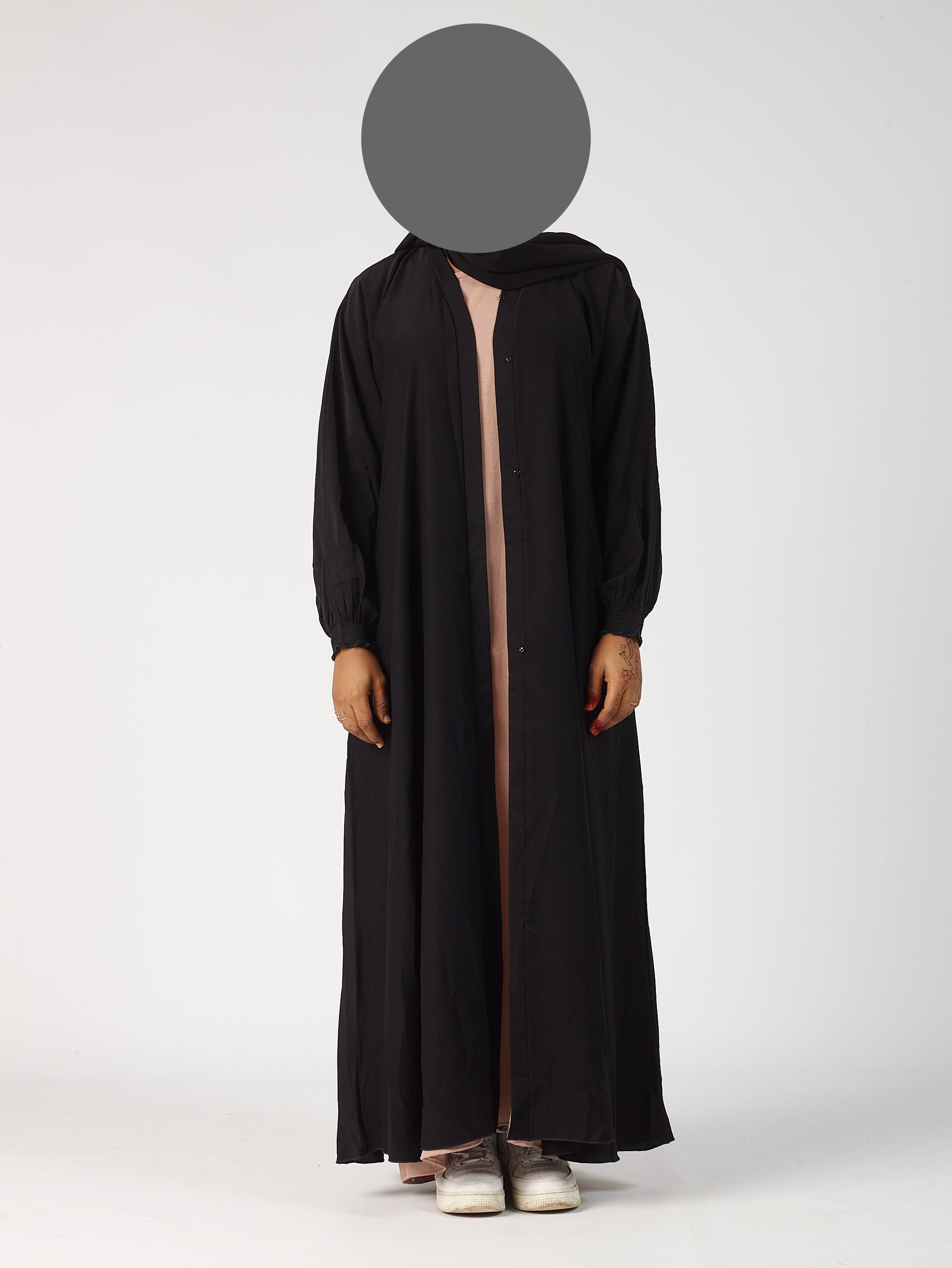 Premium plain Open abaya - Frill sleeve