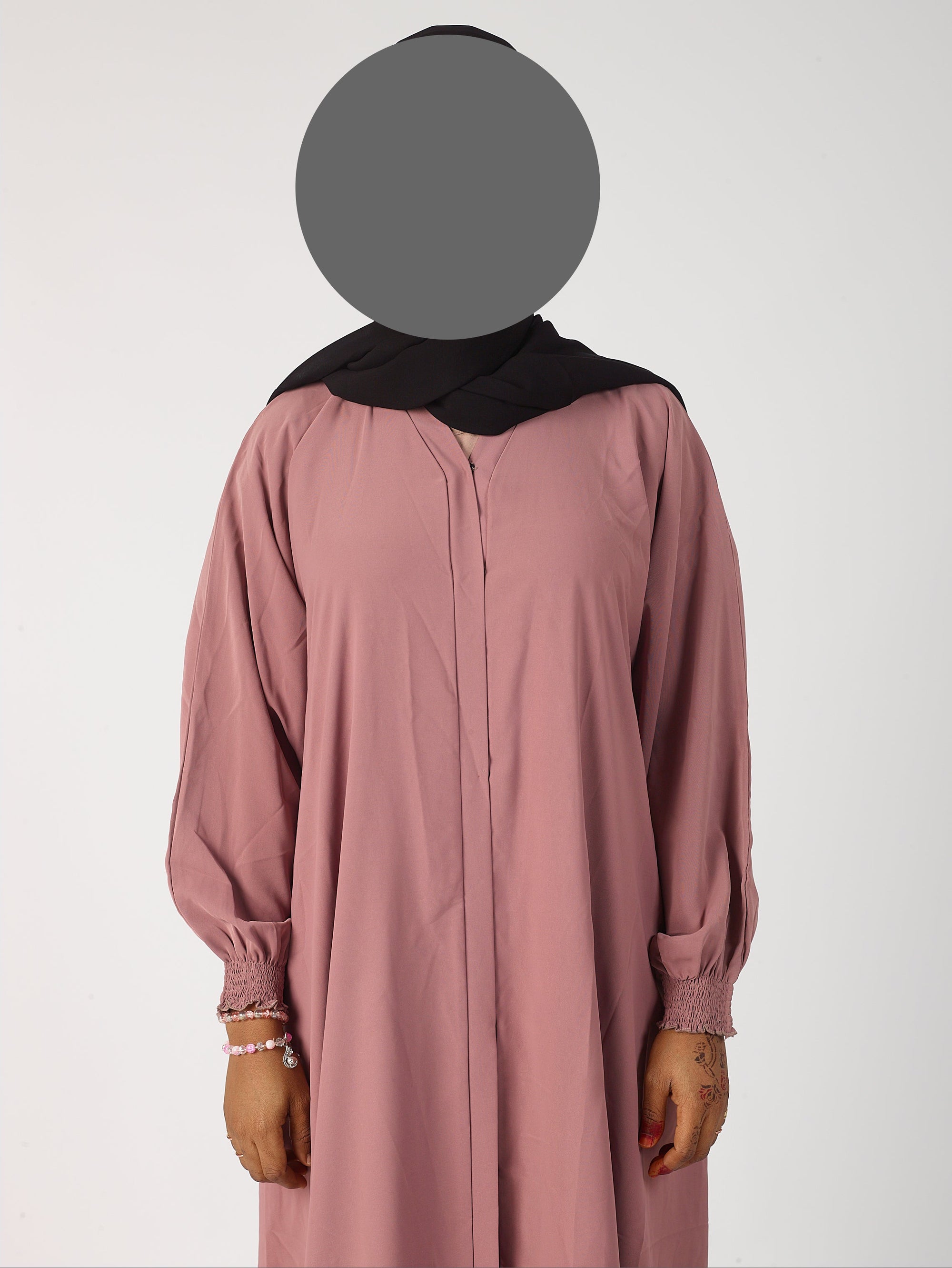 Premium plain Open abaya - Frill sleeve