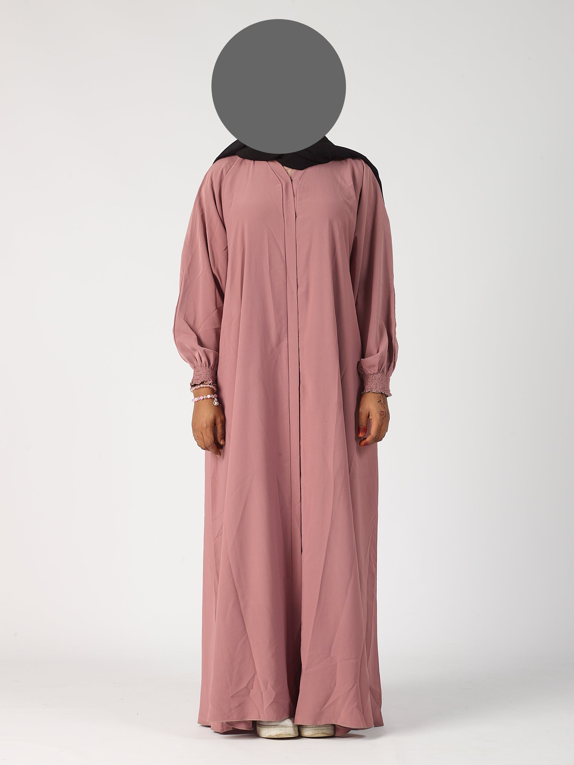 Premium plain Open abaya - Frill sleeve
