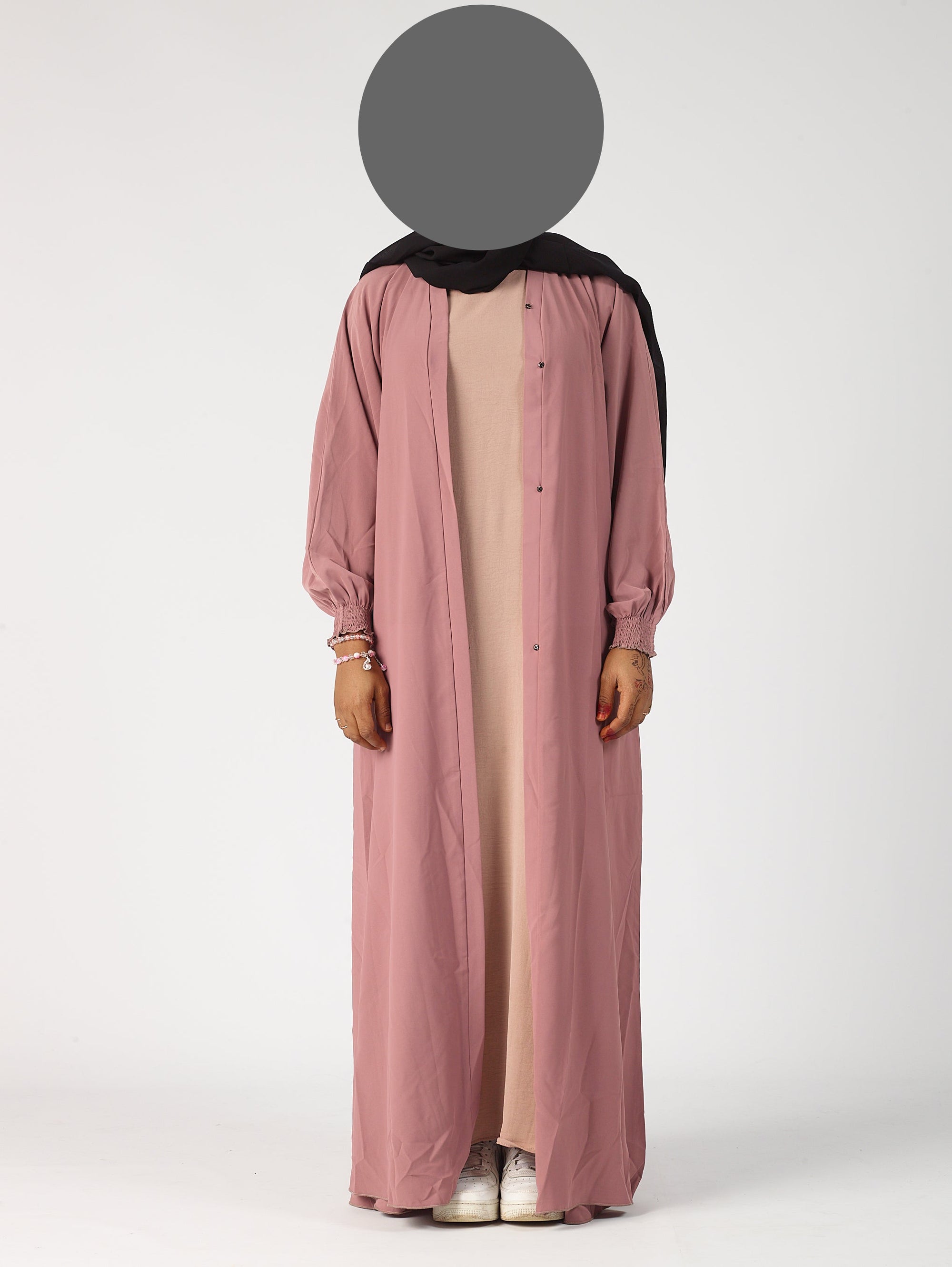 Premium plain Open abaya - Frill sleeve