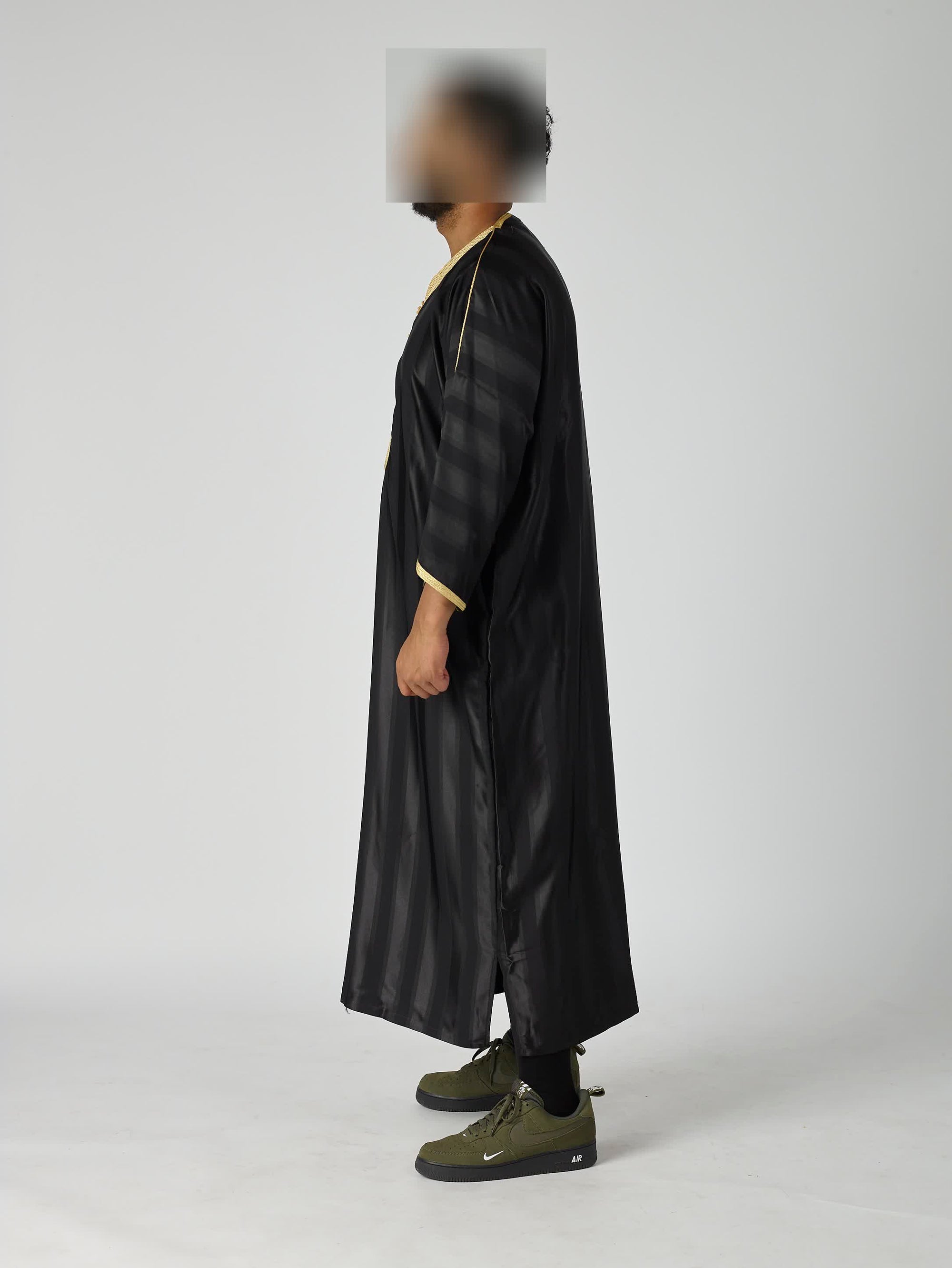Jawhara Moroccan Gandoura - Black and Gold