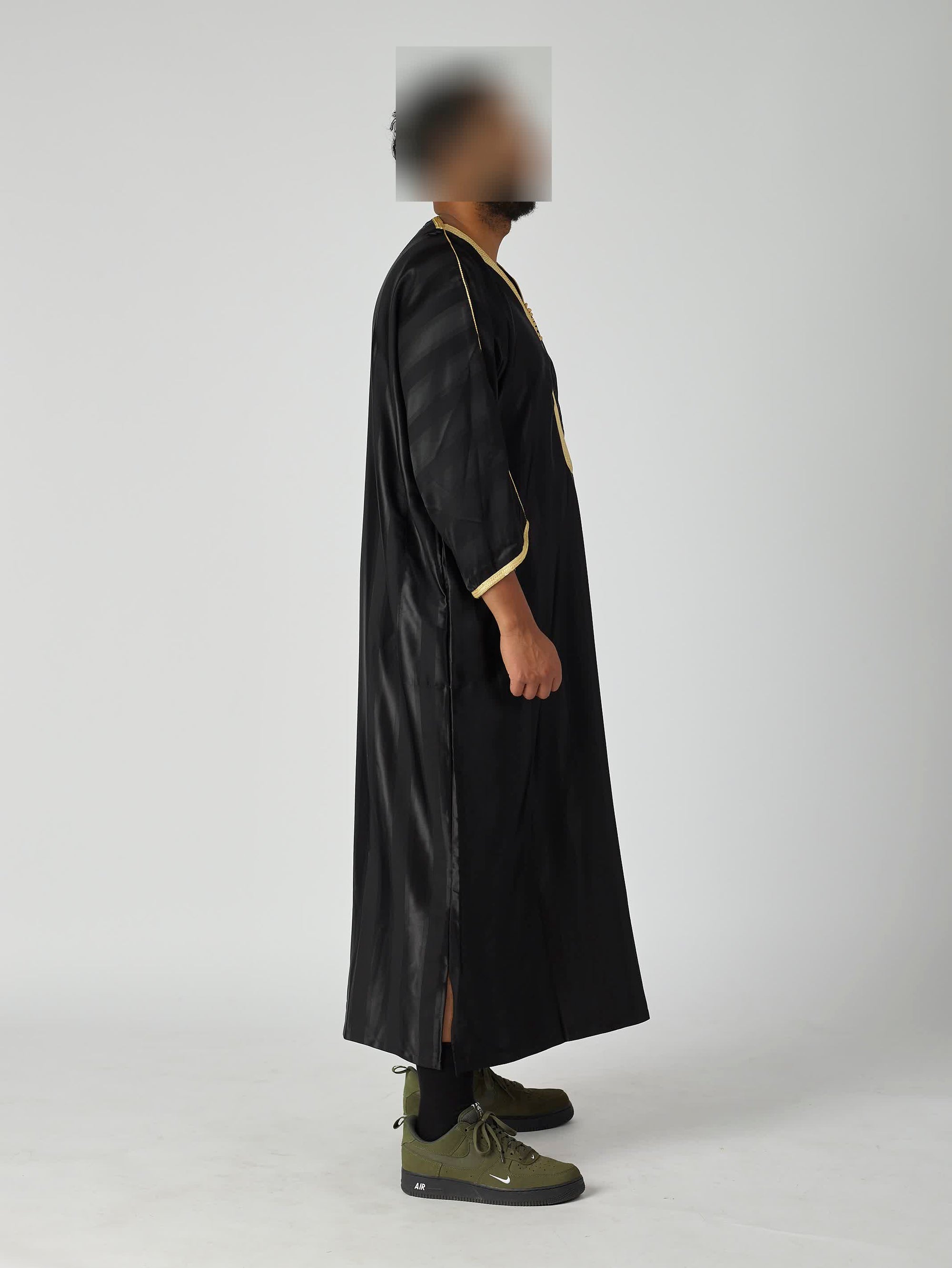 Jawhara Moroccan Gandoura - Black and Gold