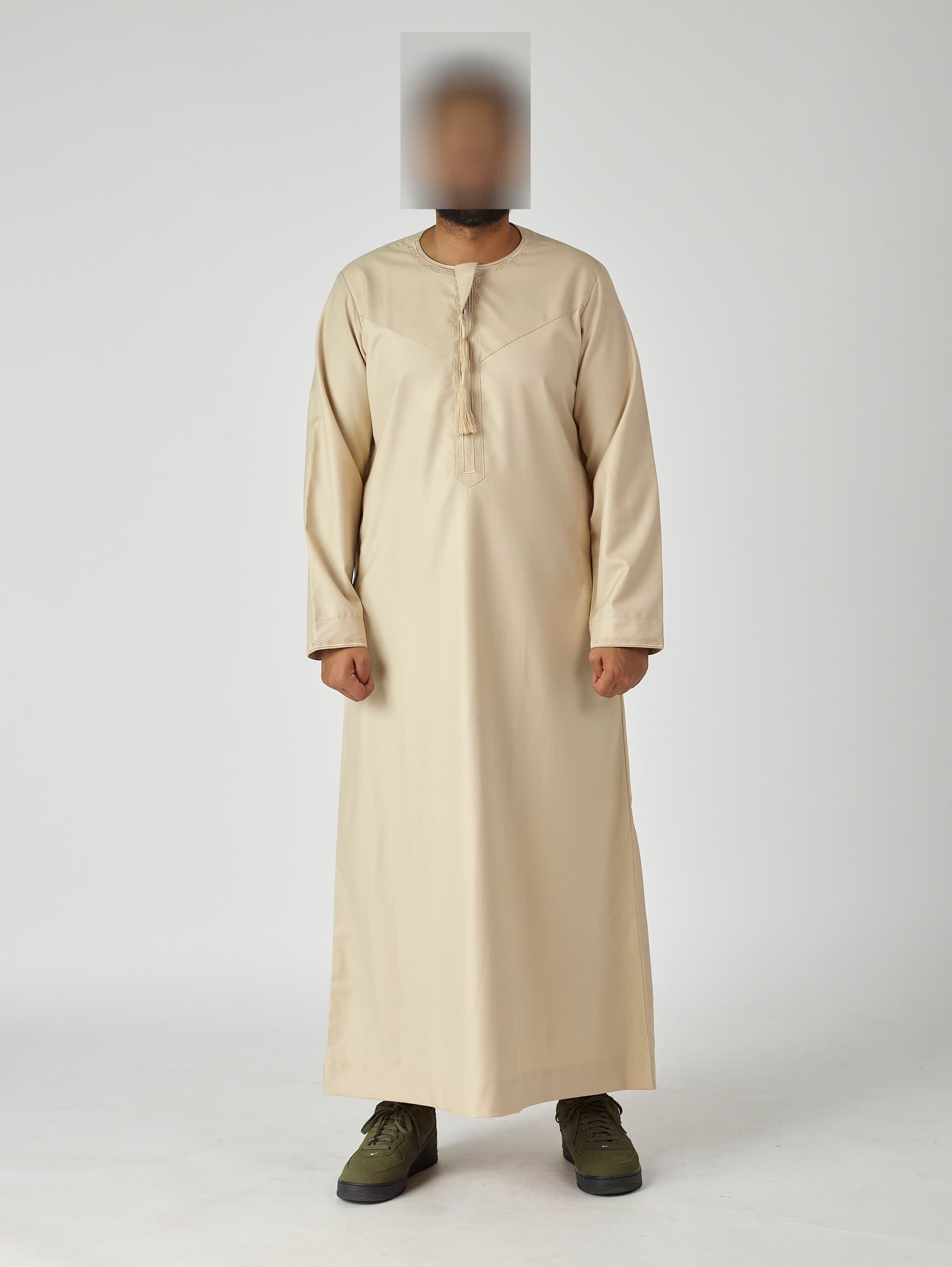 Embroidered Omani Thobe - Cream