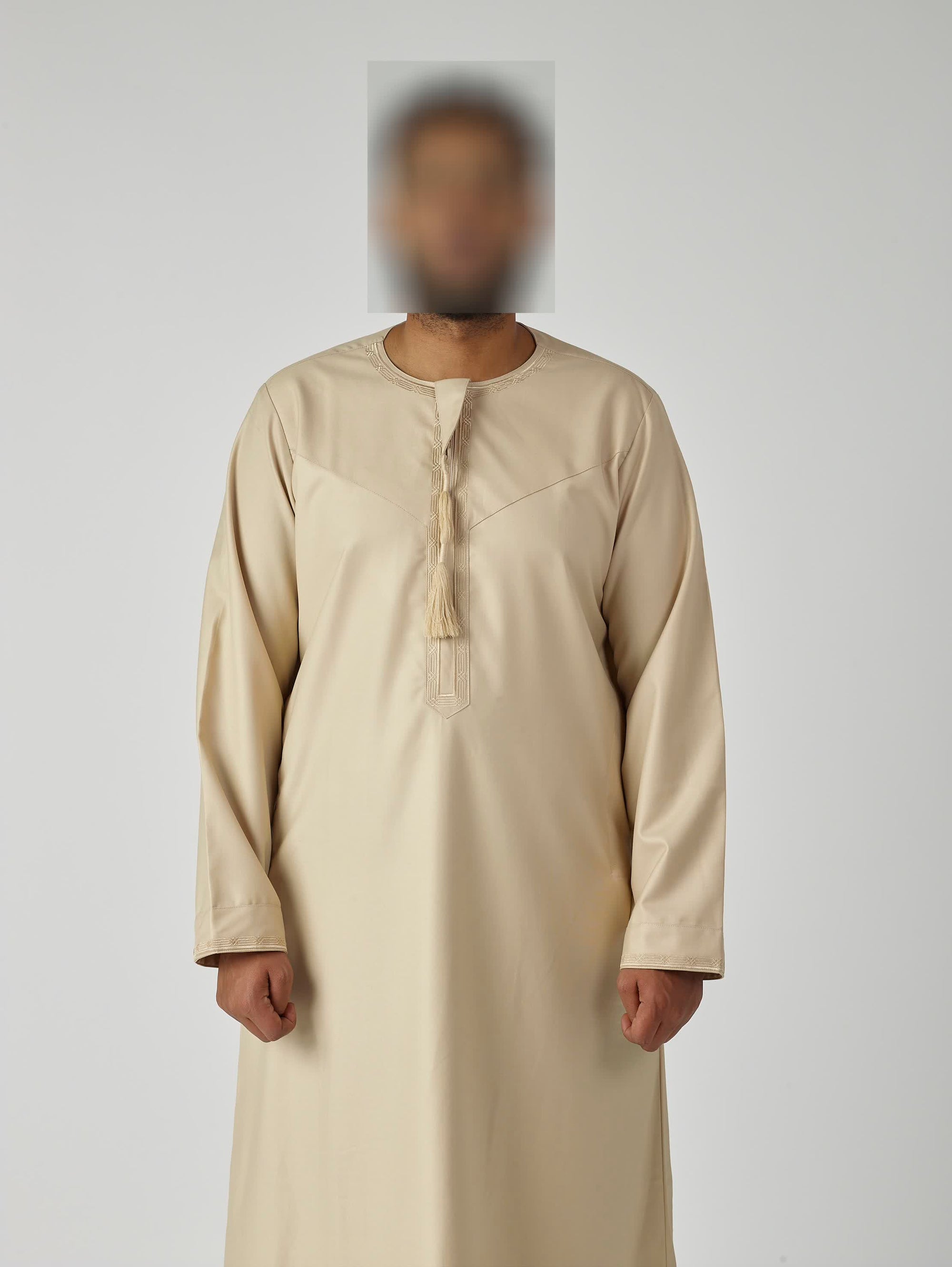 Embroidered Omani Thobe - Cream