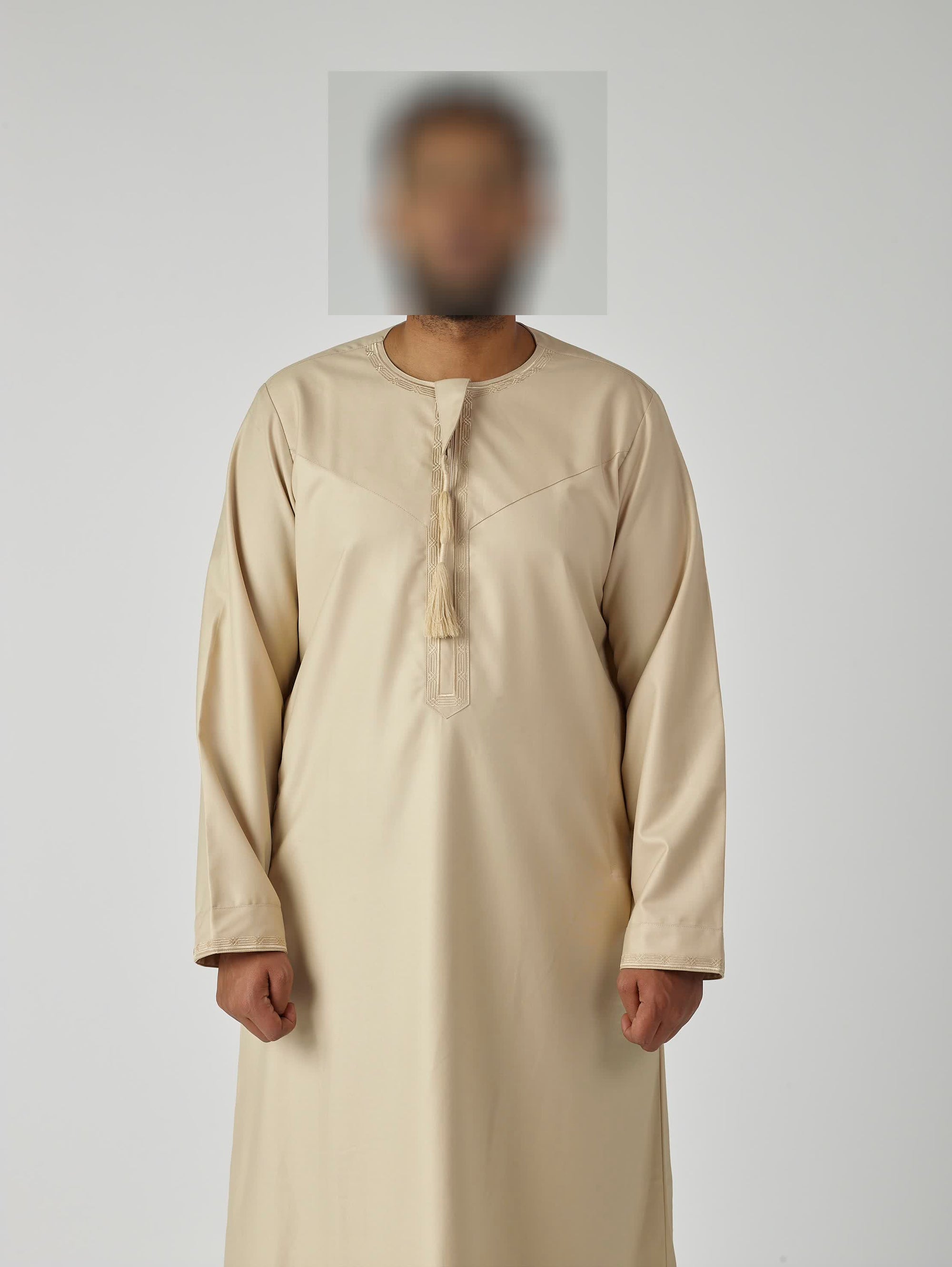 Embroidered Omani Thobe - Cream