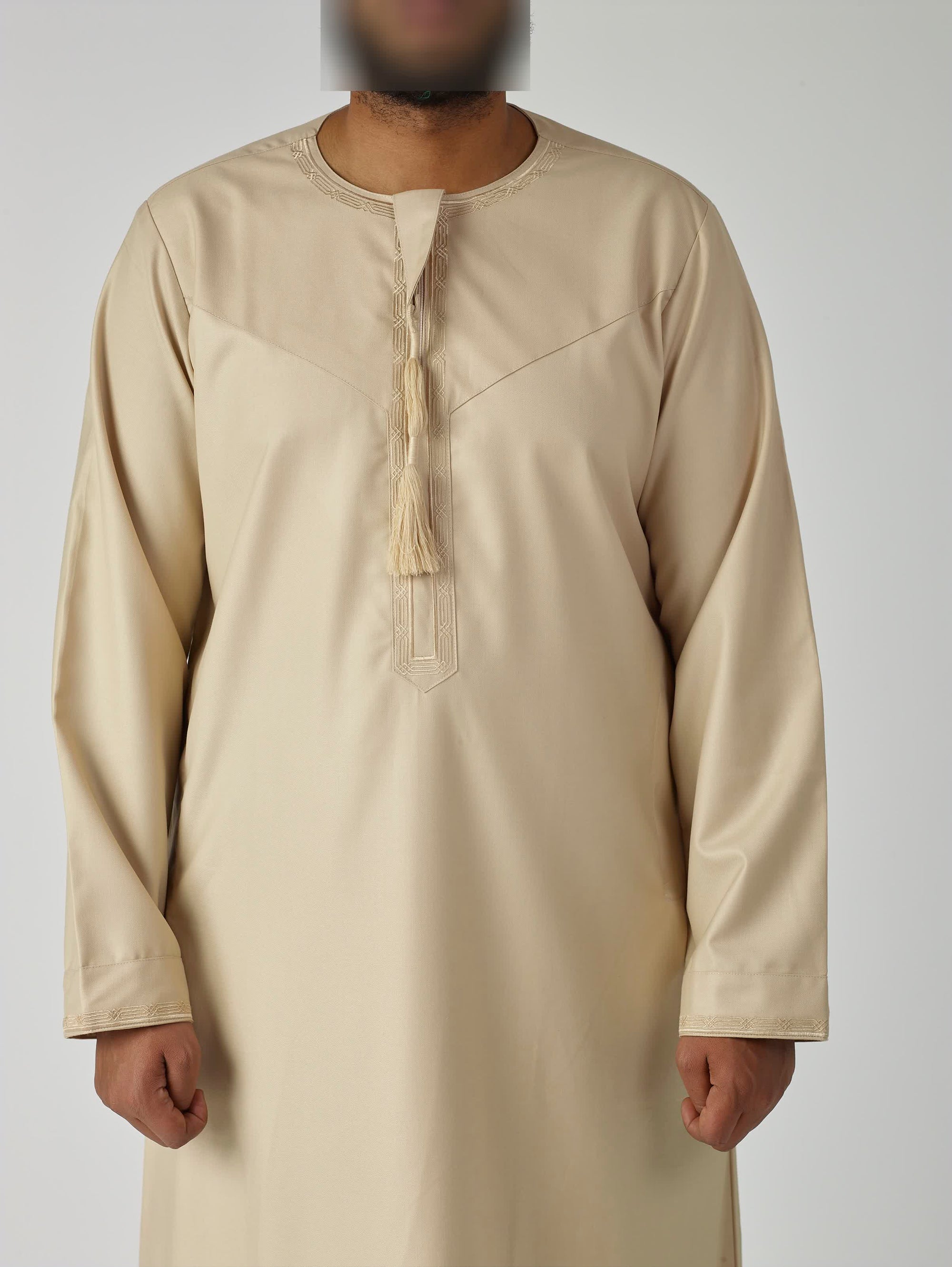 Embroidered Omani Thobe - Cream