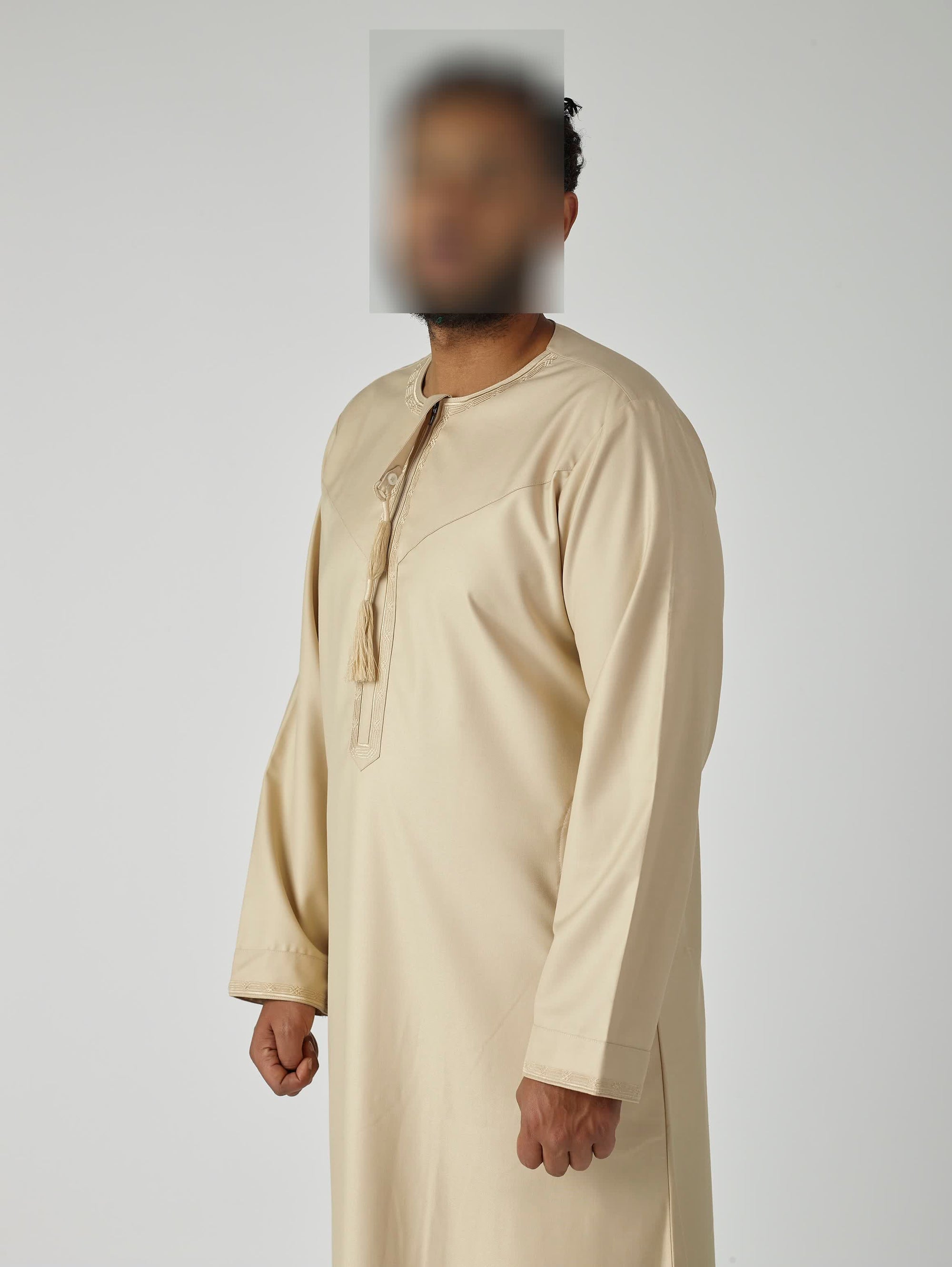 Embroidered Omani Thobe - Cream