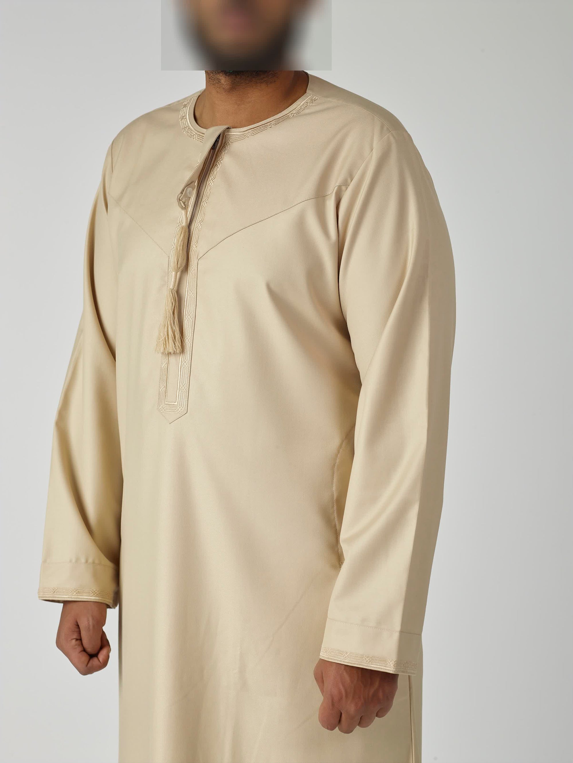 Embroidered Omani Thobe - Cream