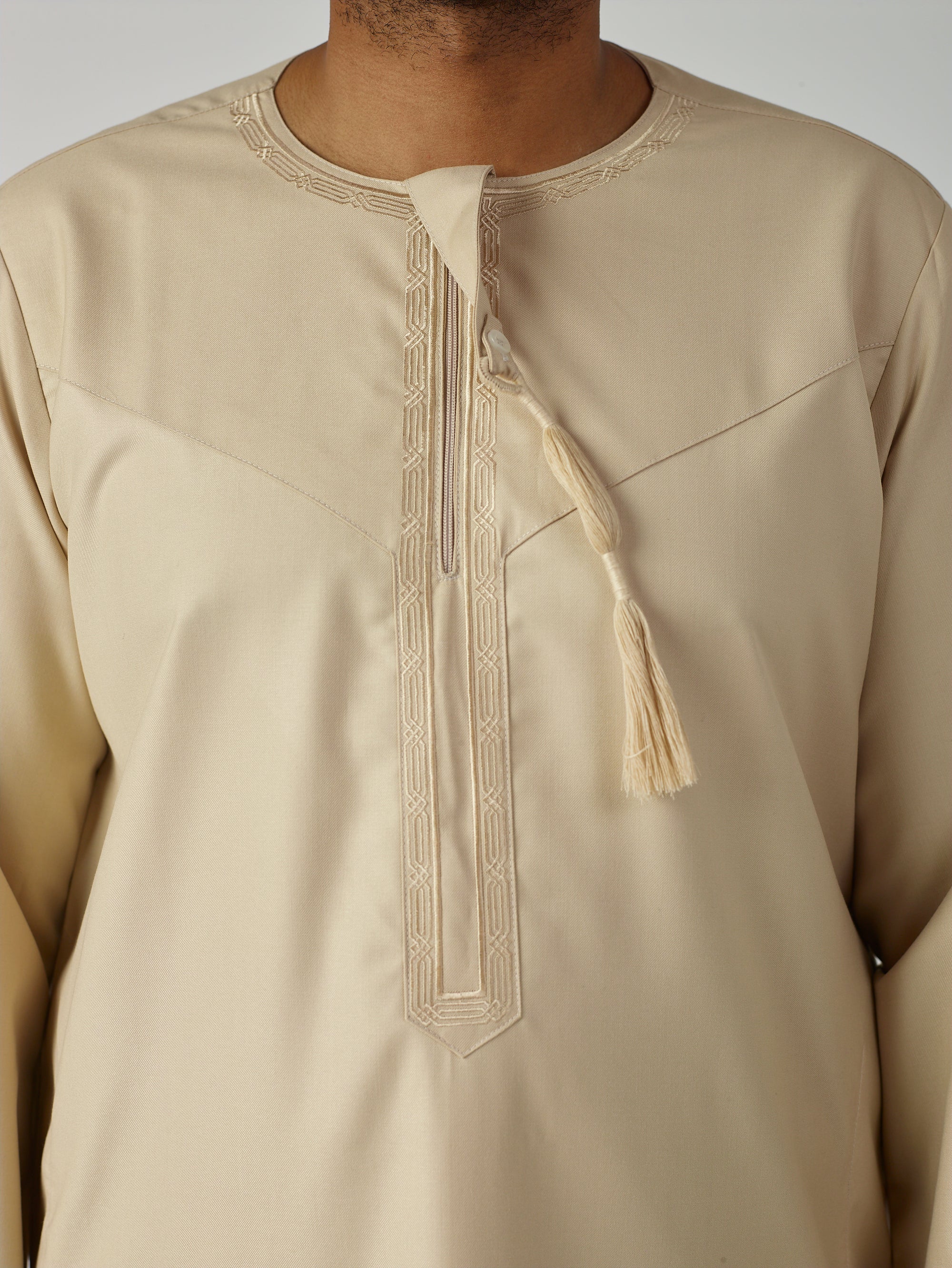 Embroidered Omani Thobe - Cream