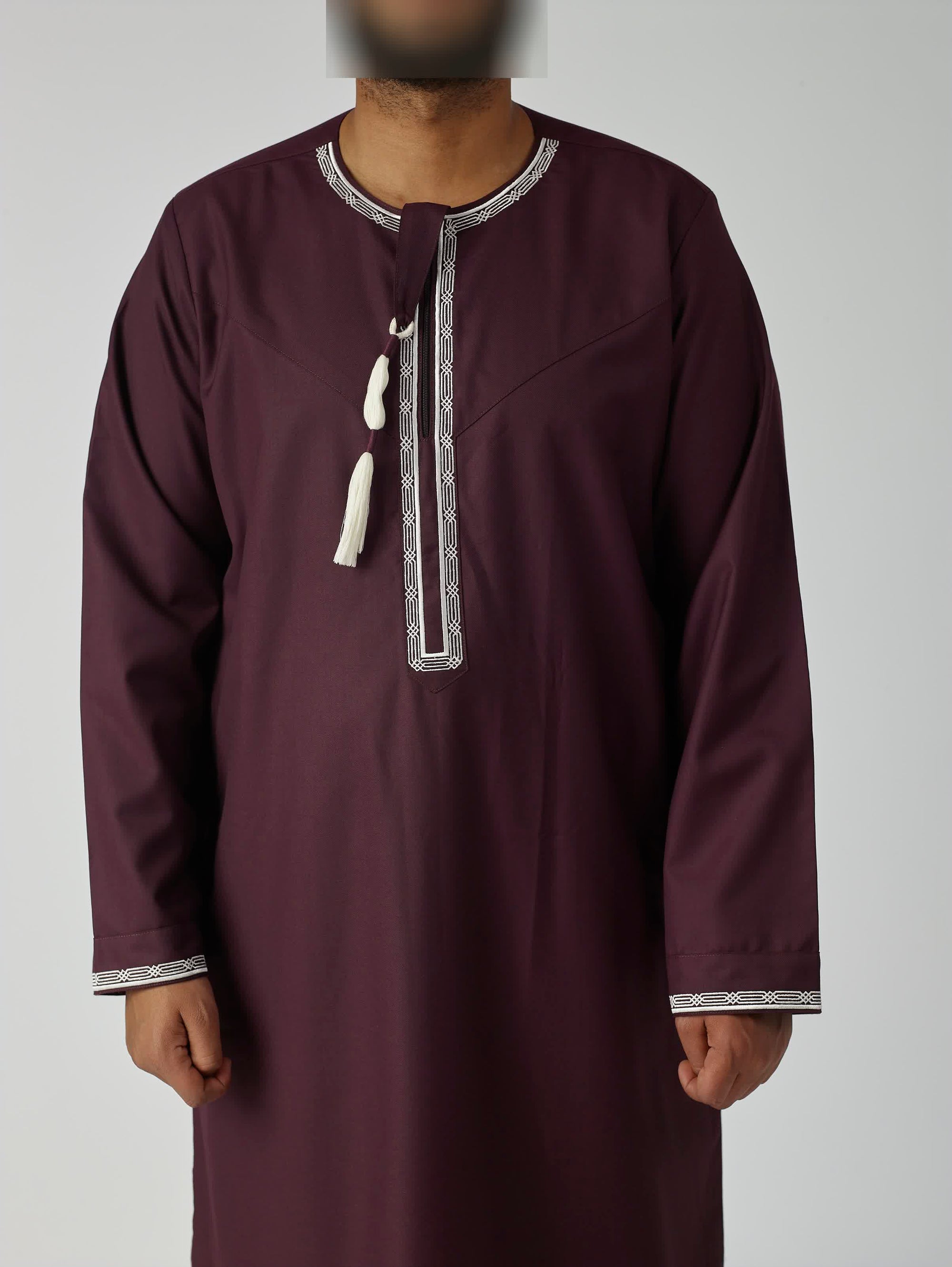 Embroidered Omani Thobe - Maroon