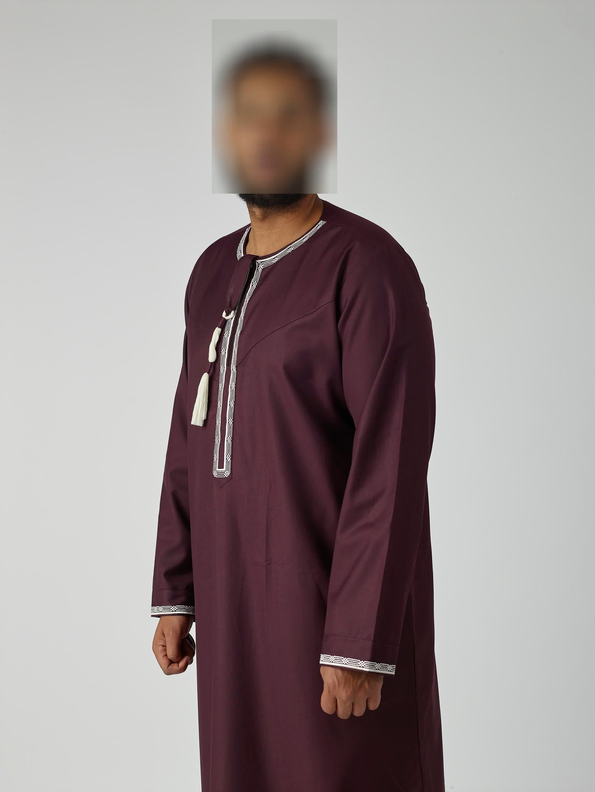 Embroidered Omani Thobe - Maroon