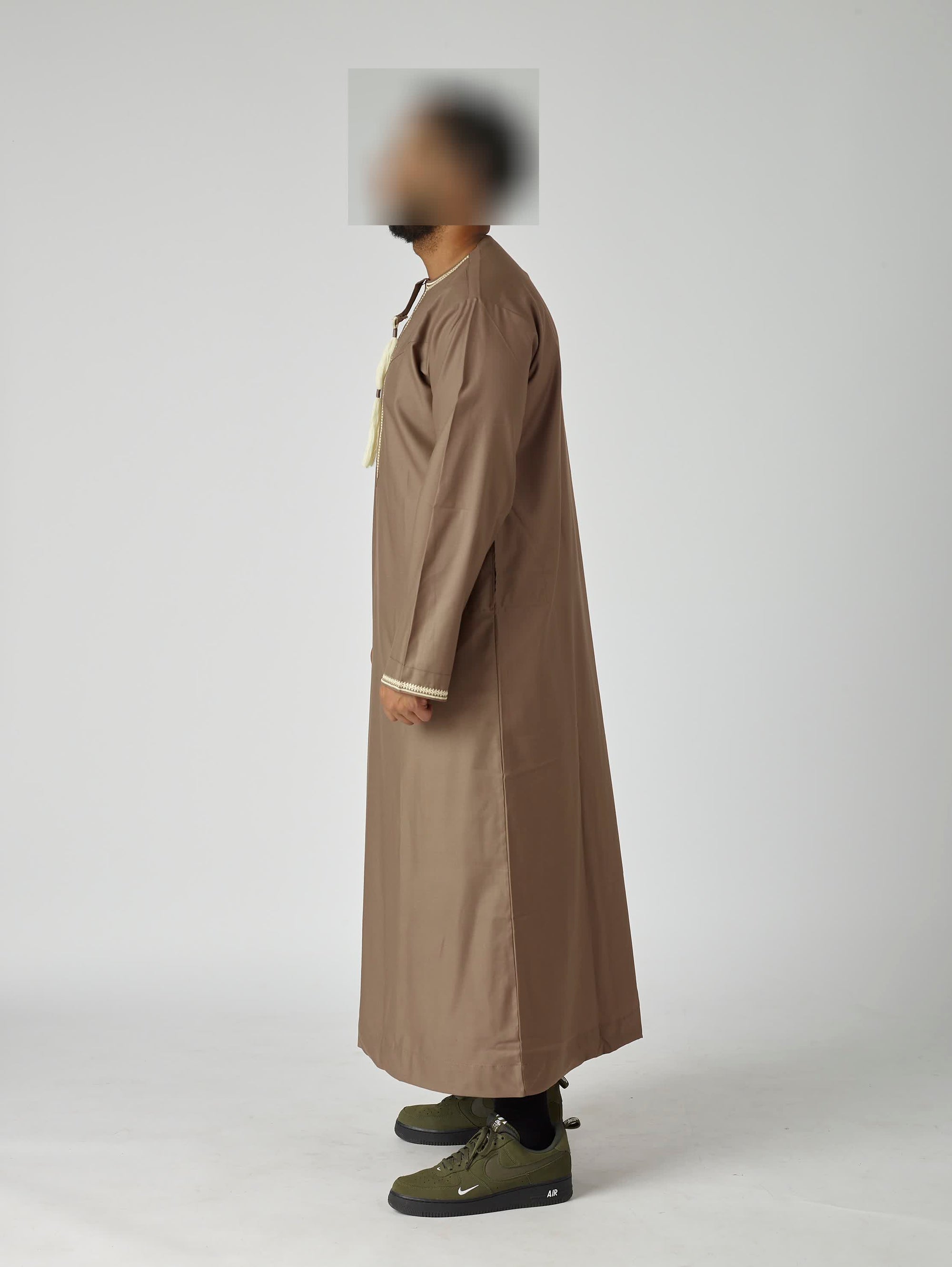 Embroidered Omani Thobe - Brown