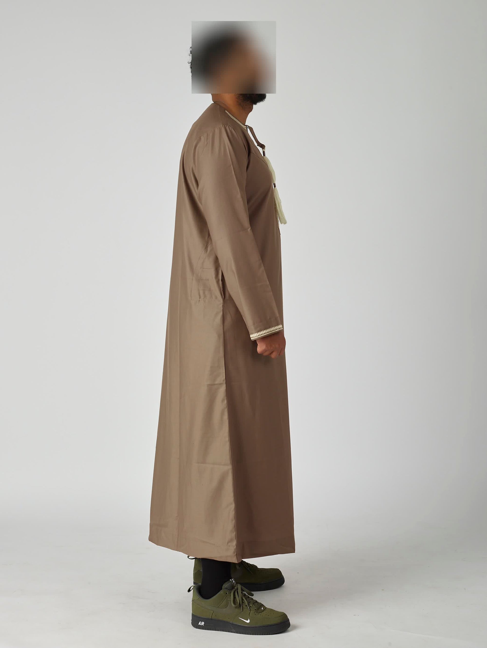 Embroidered Omani Thobe - Brown