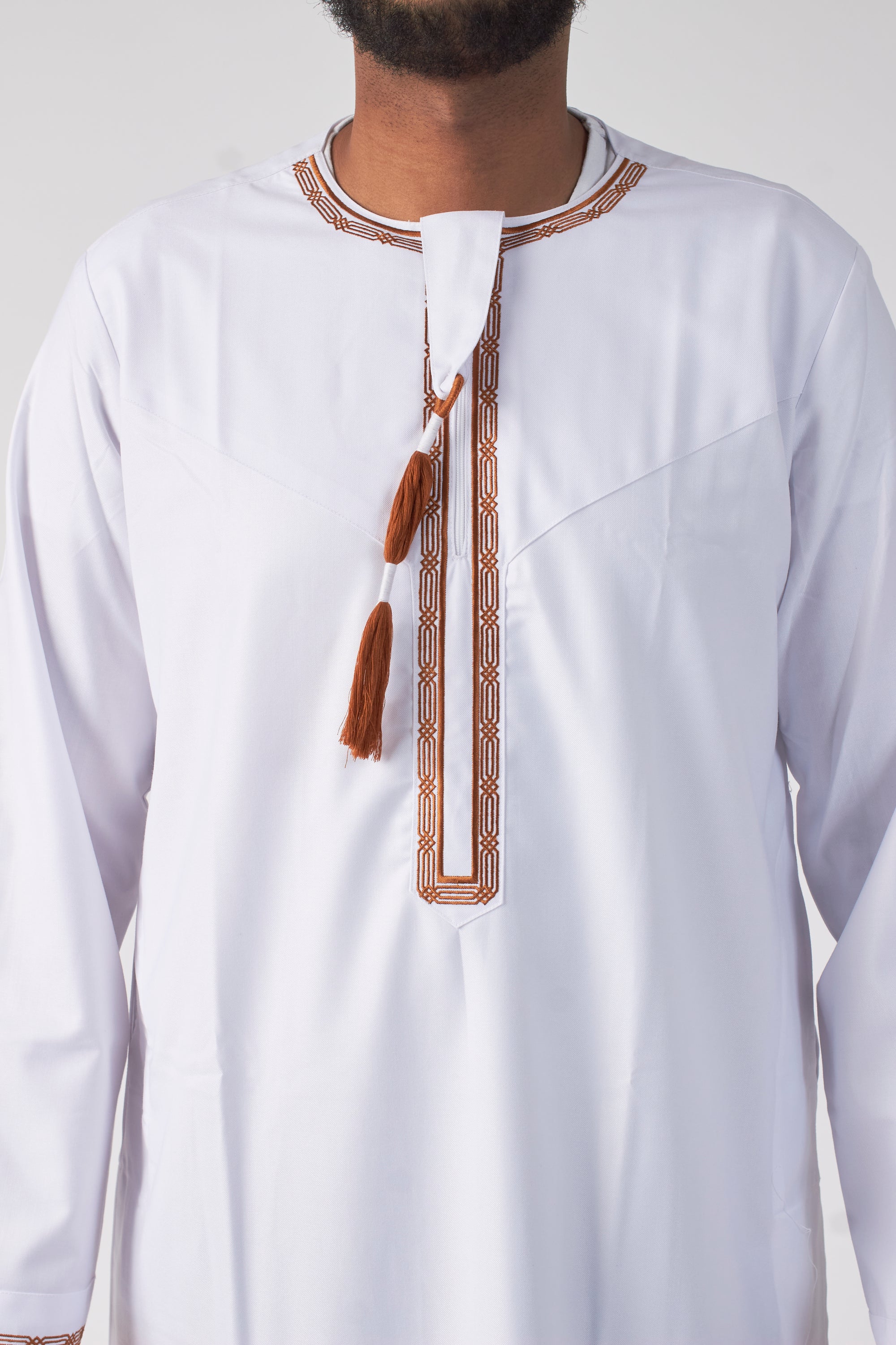 Embroidered Omani Thobe - White