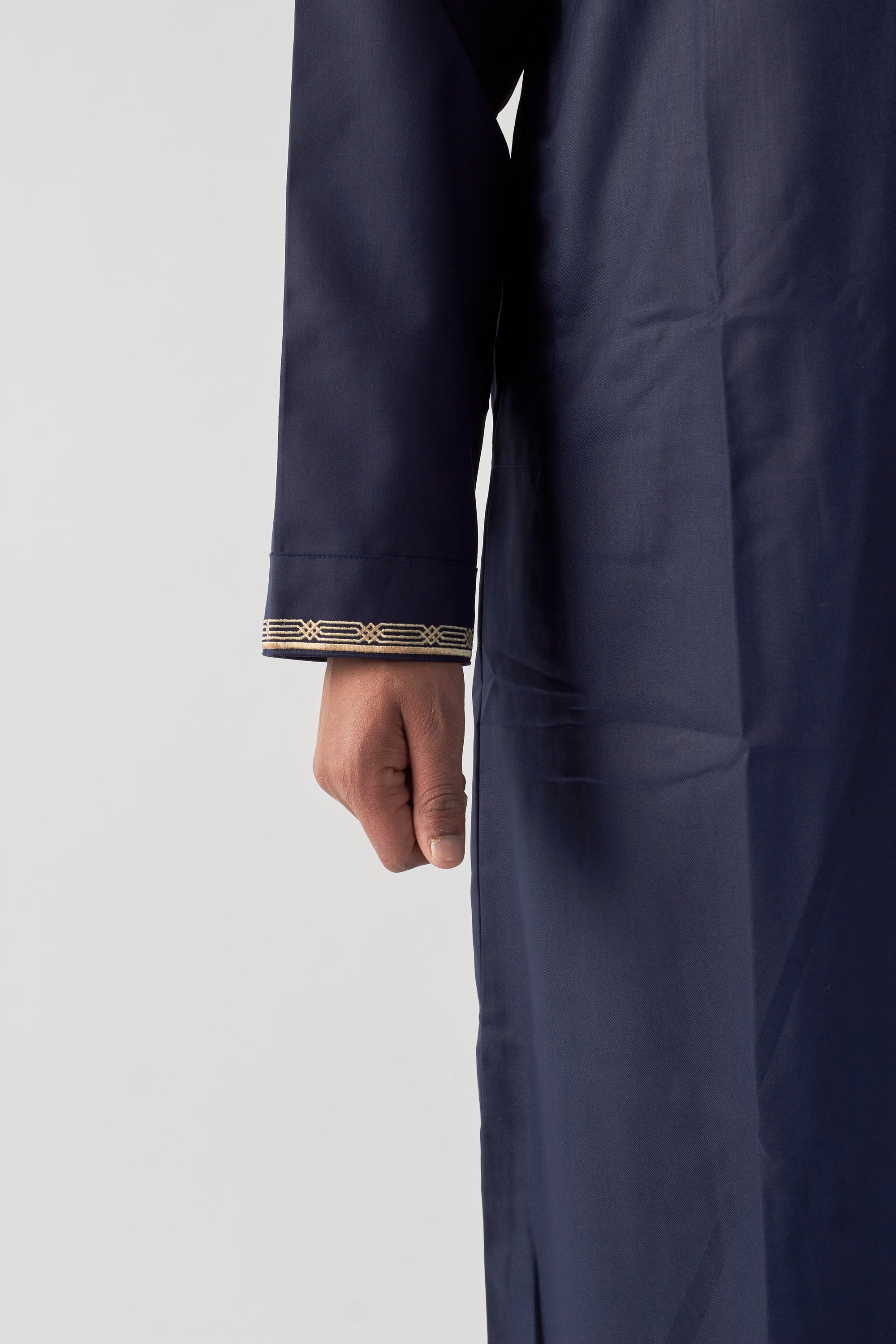 Embroidered Omani Thobe - Navy Blue