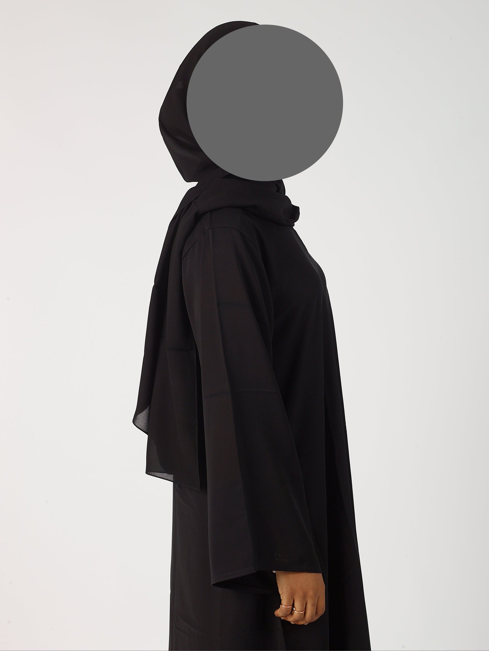 Premium plain black closed abaya - Wide sleeve