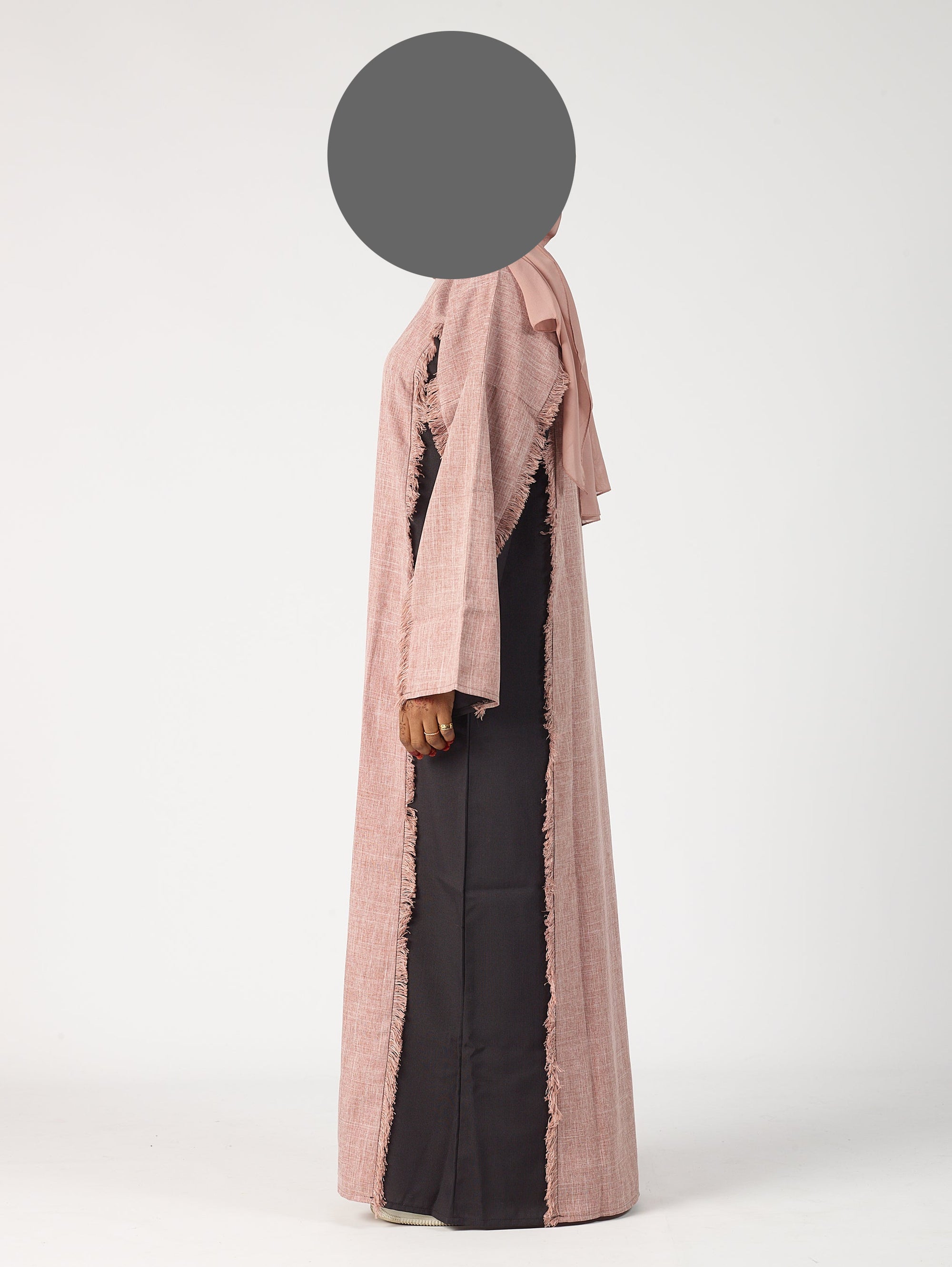 Rose & black two tone abaya