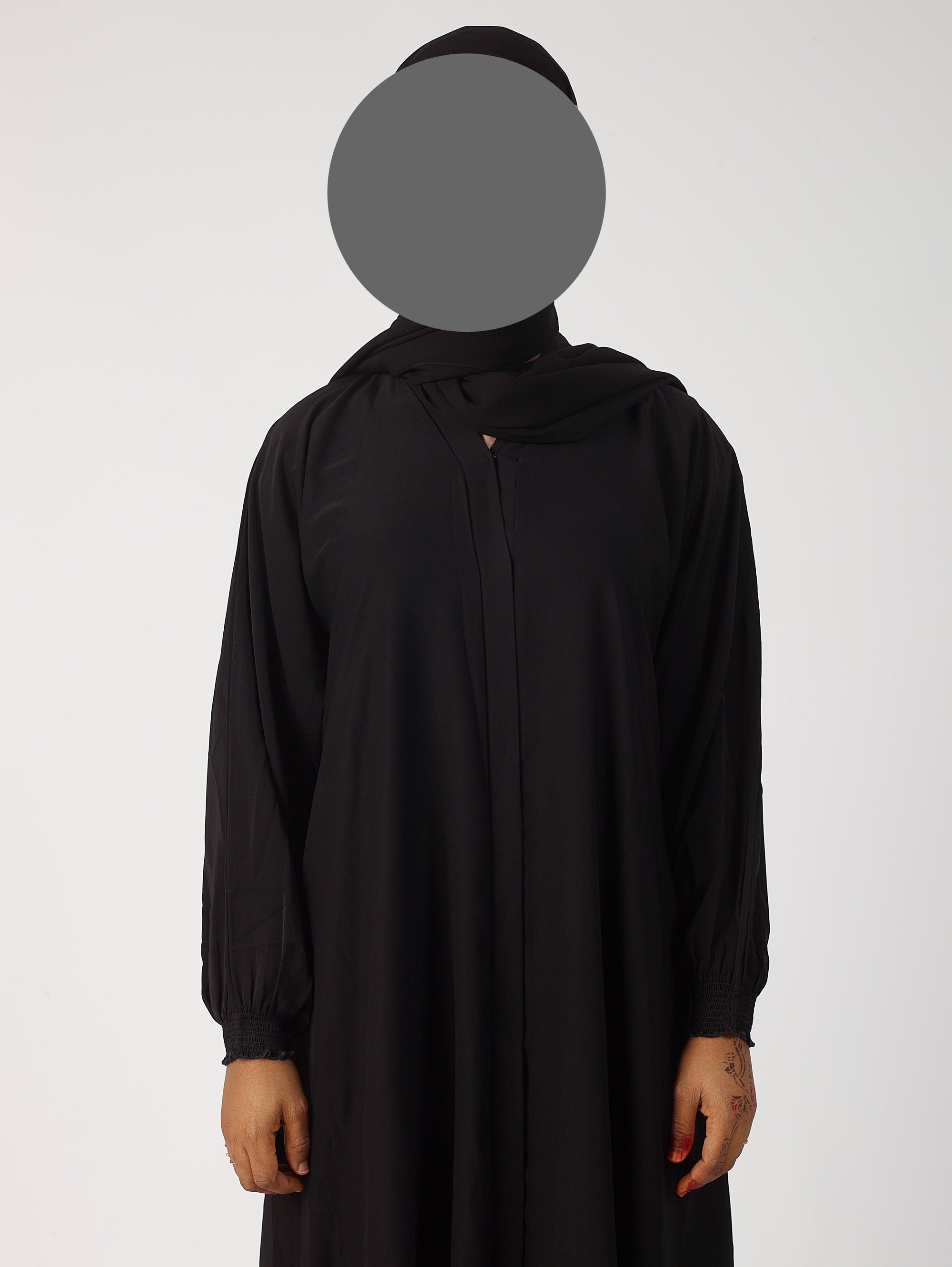 Premium plain Open abaya - Frill sleeve