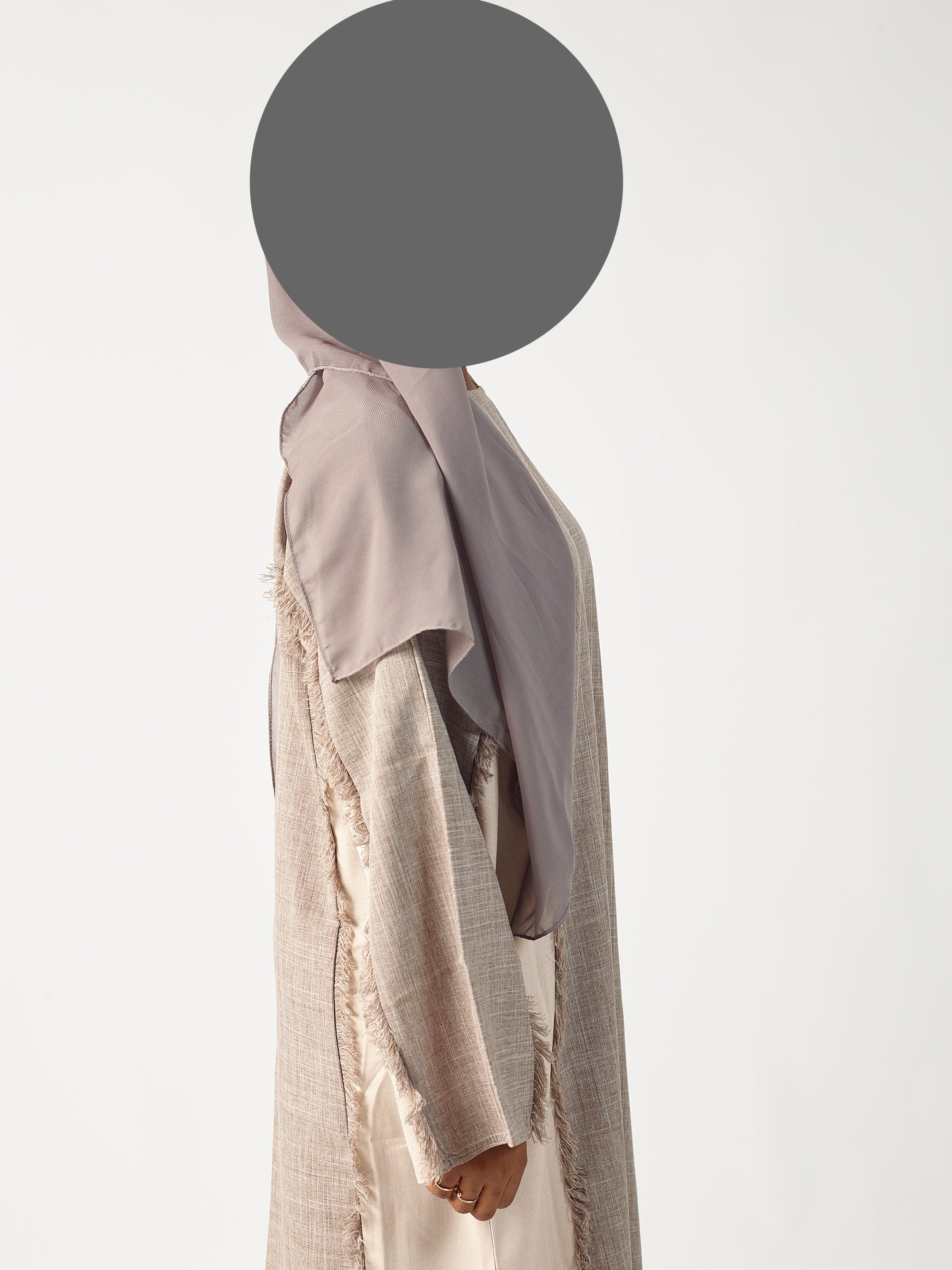 Oat & cream two tone Linen abaya