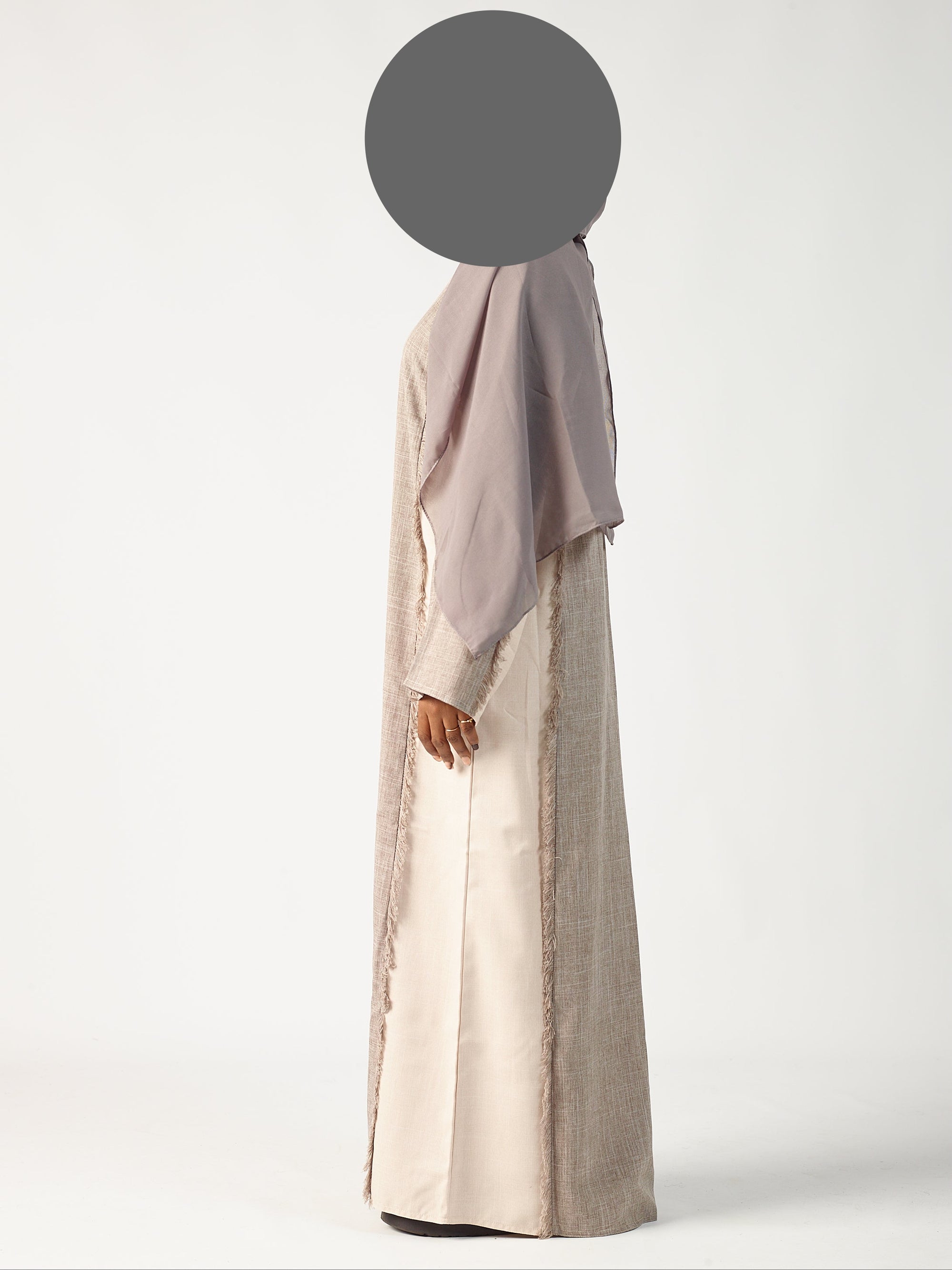 Oat & cream two tone Linen abaya