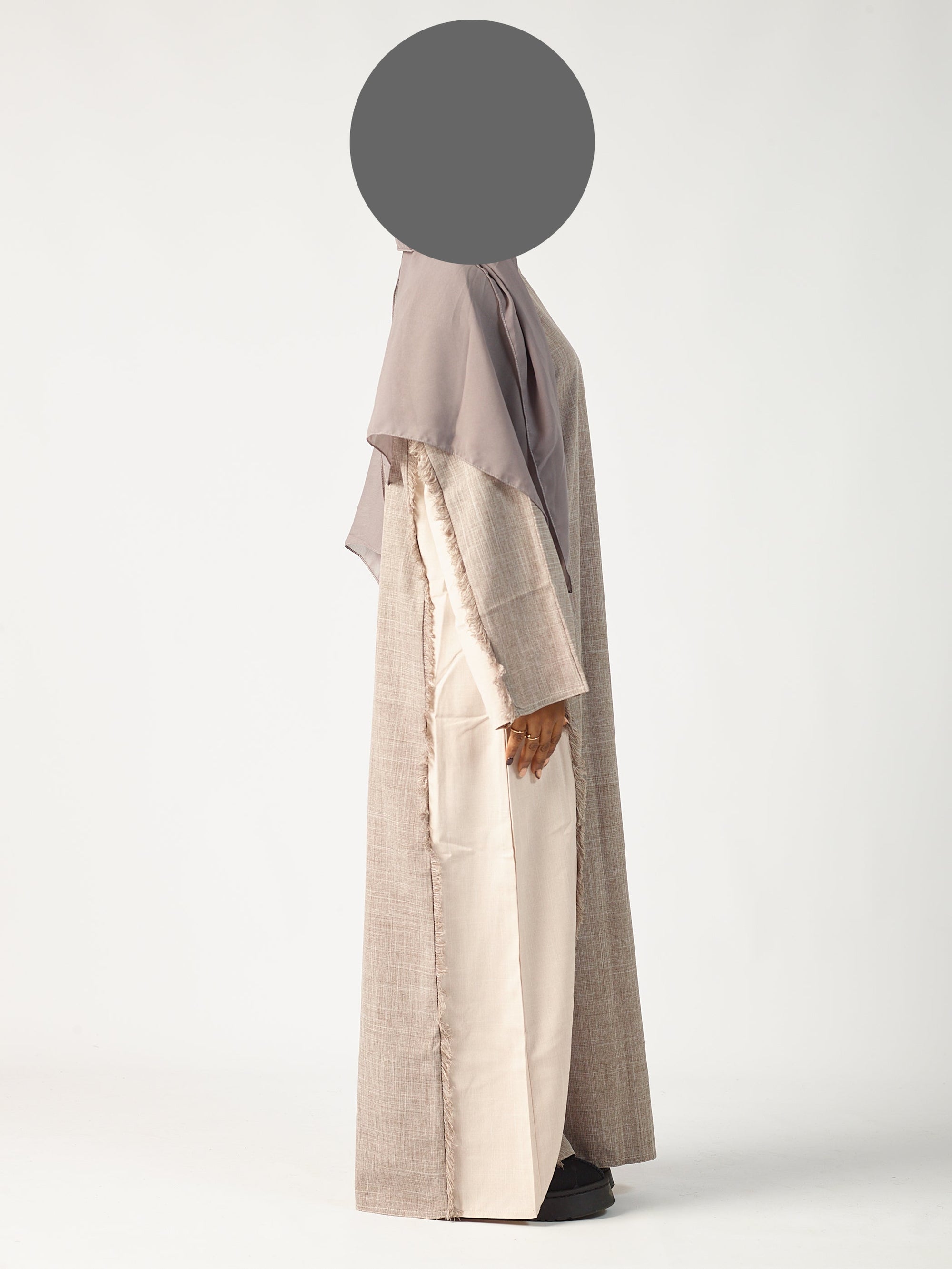 Oat & cream two tone Linen abaya