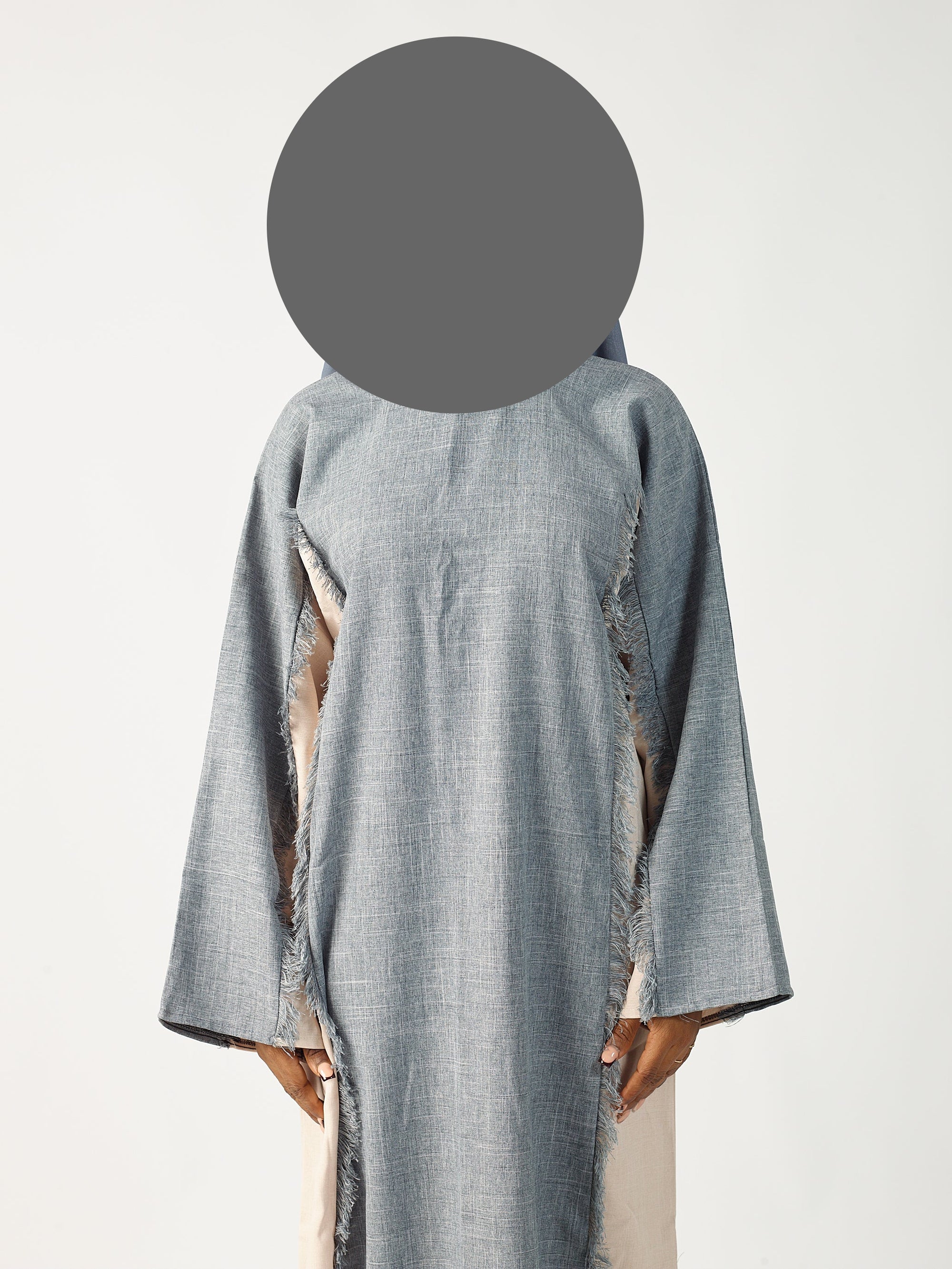 Grey & cream two tone linen abaya (Copy)