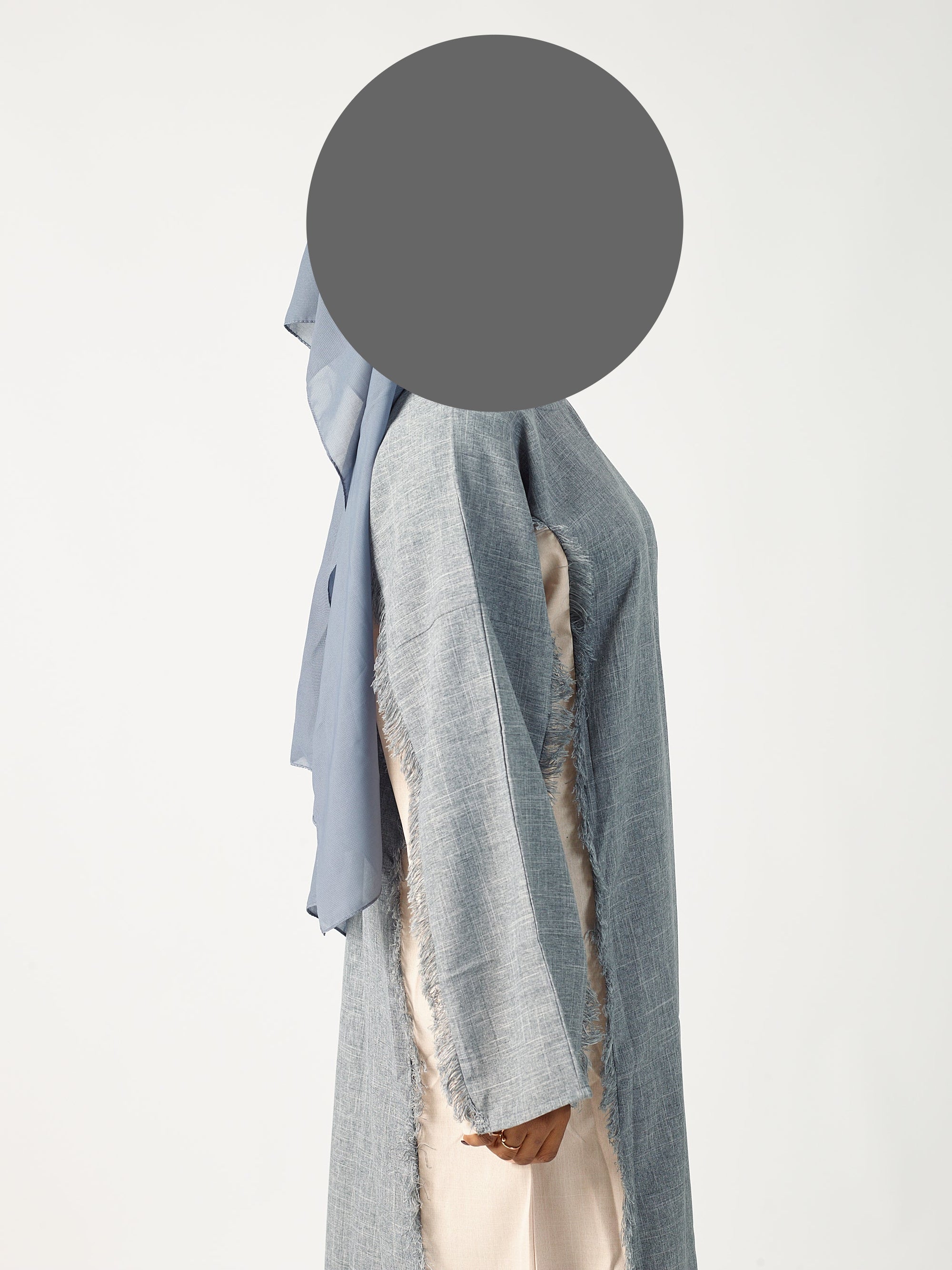Grey & cream two tone linen abaya (Copy)