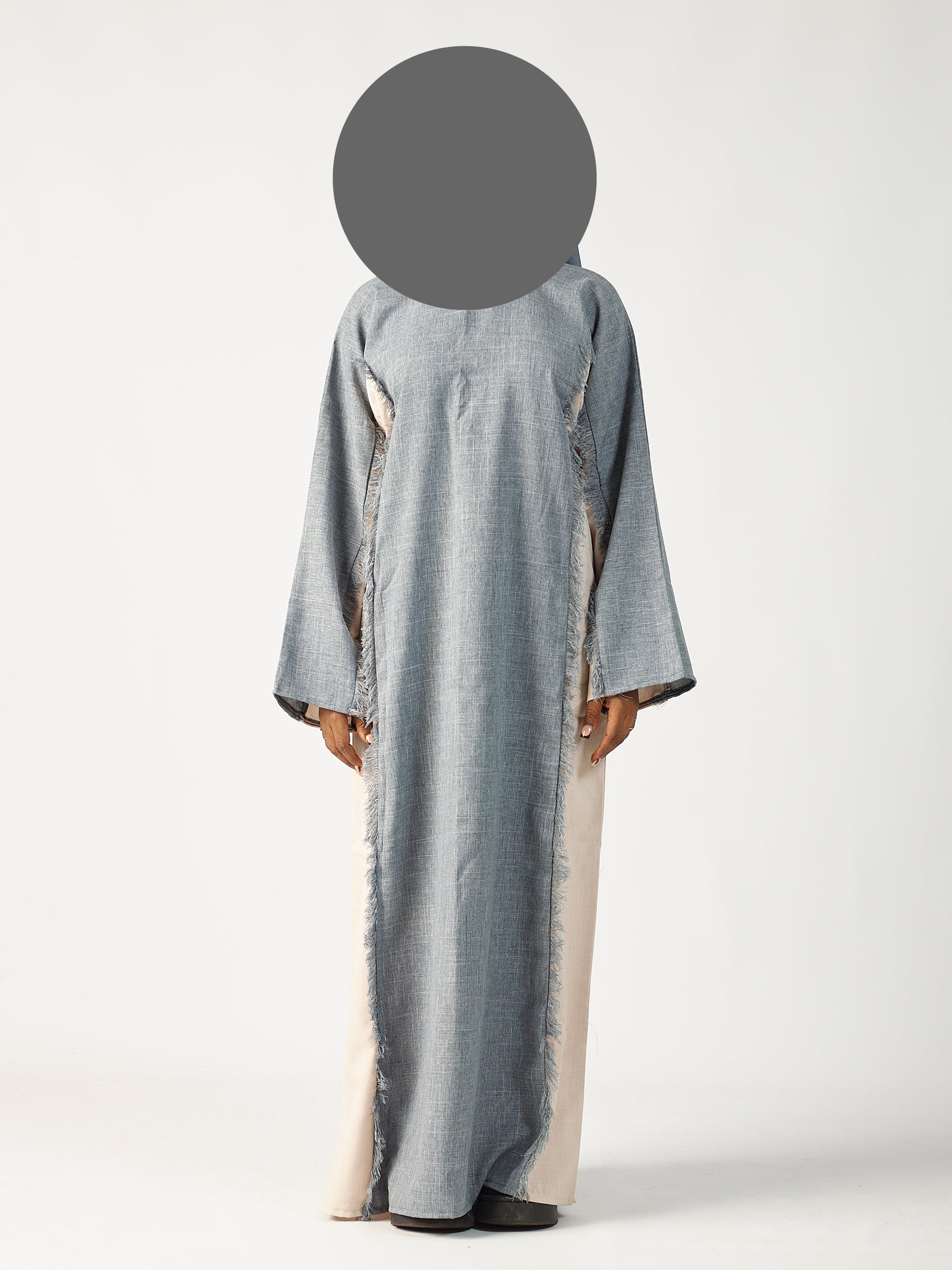 Grey & cream two tone linen abaya (Copy)