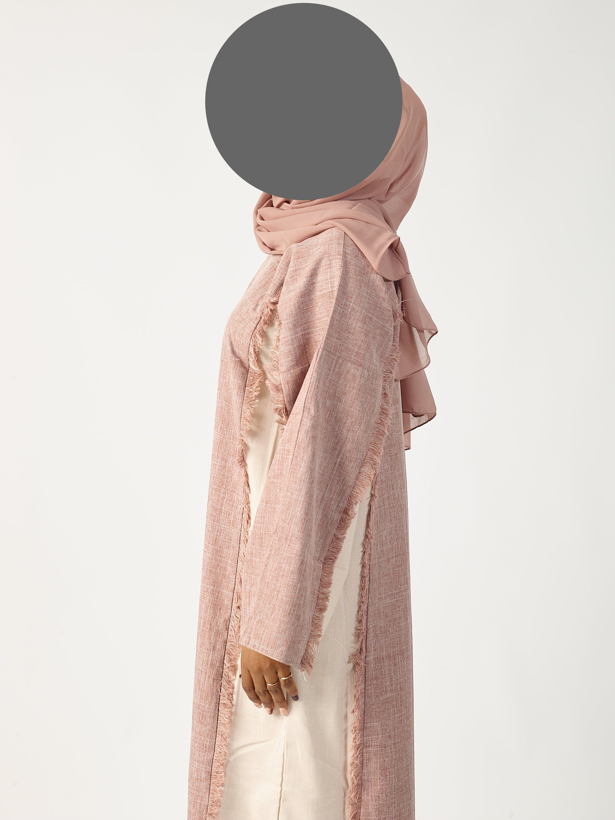 Rose & cream two tone linen abaya