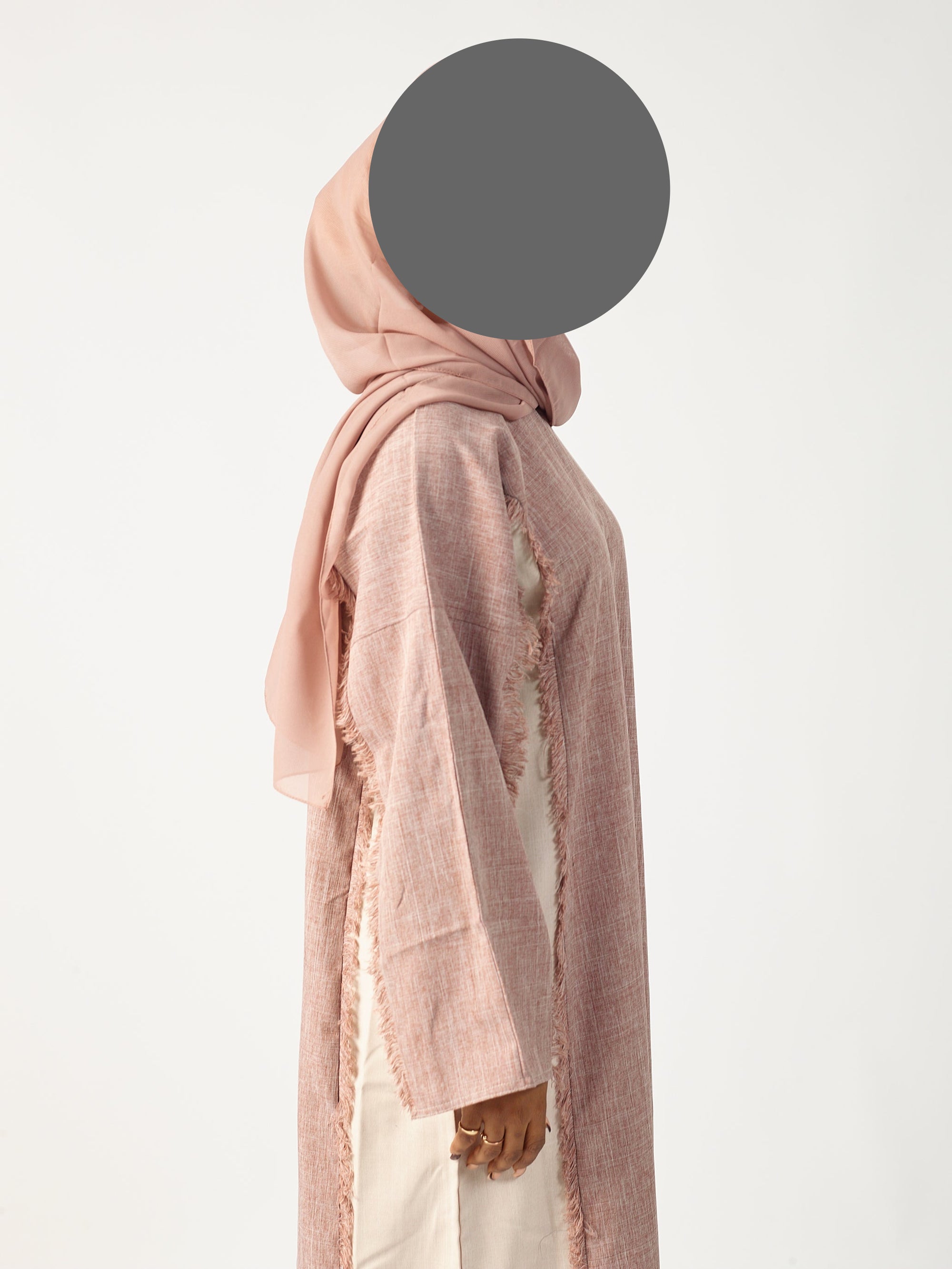 Rose & cream two tone linen abaya