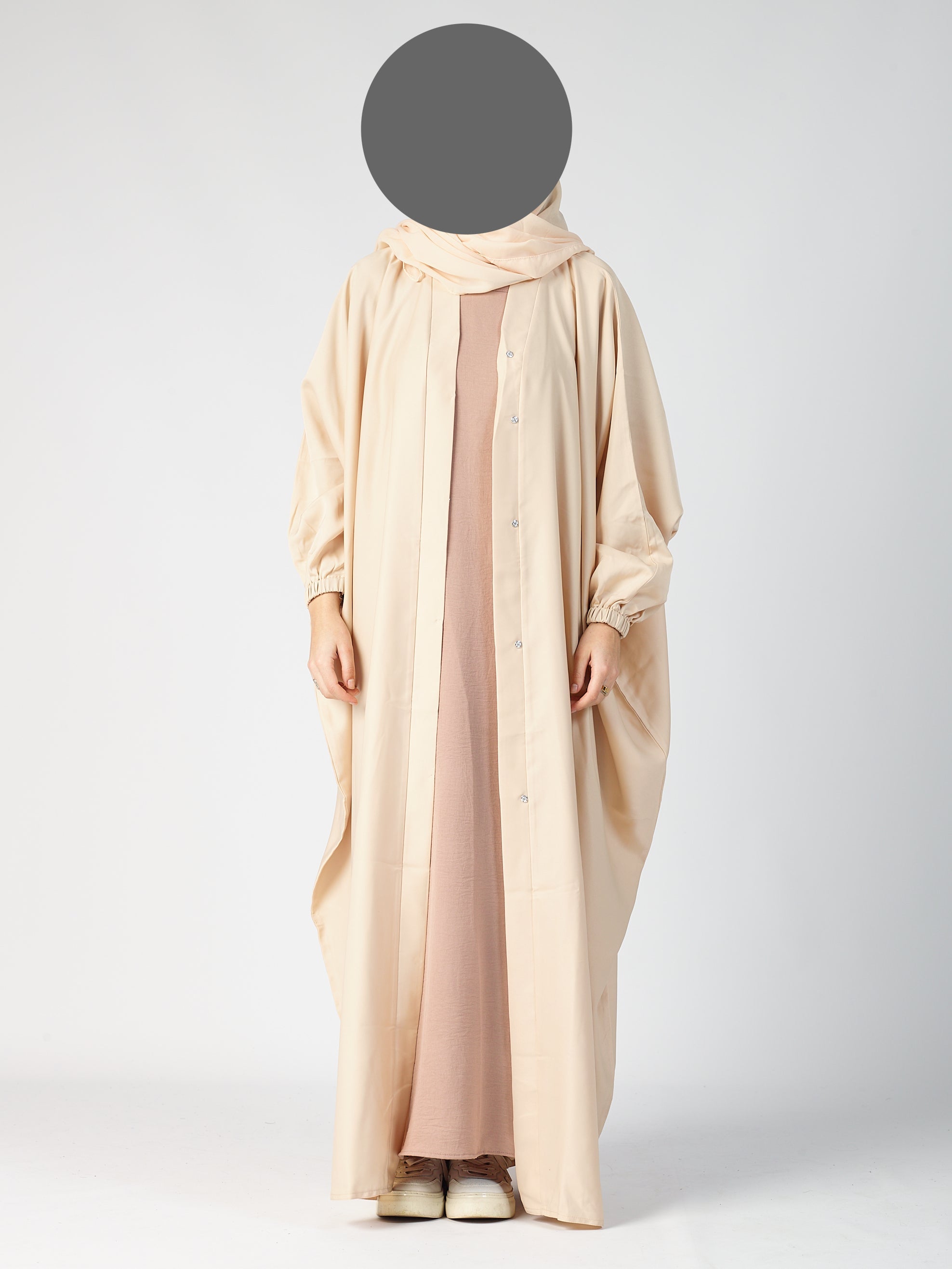 Batwing Open Abaya - Cuff sleeve