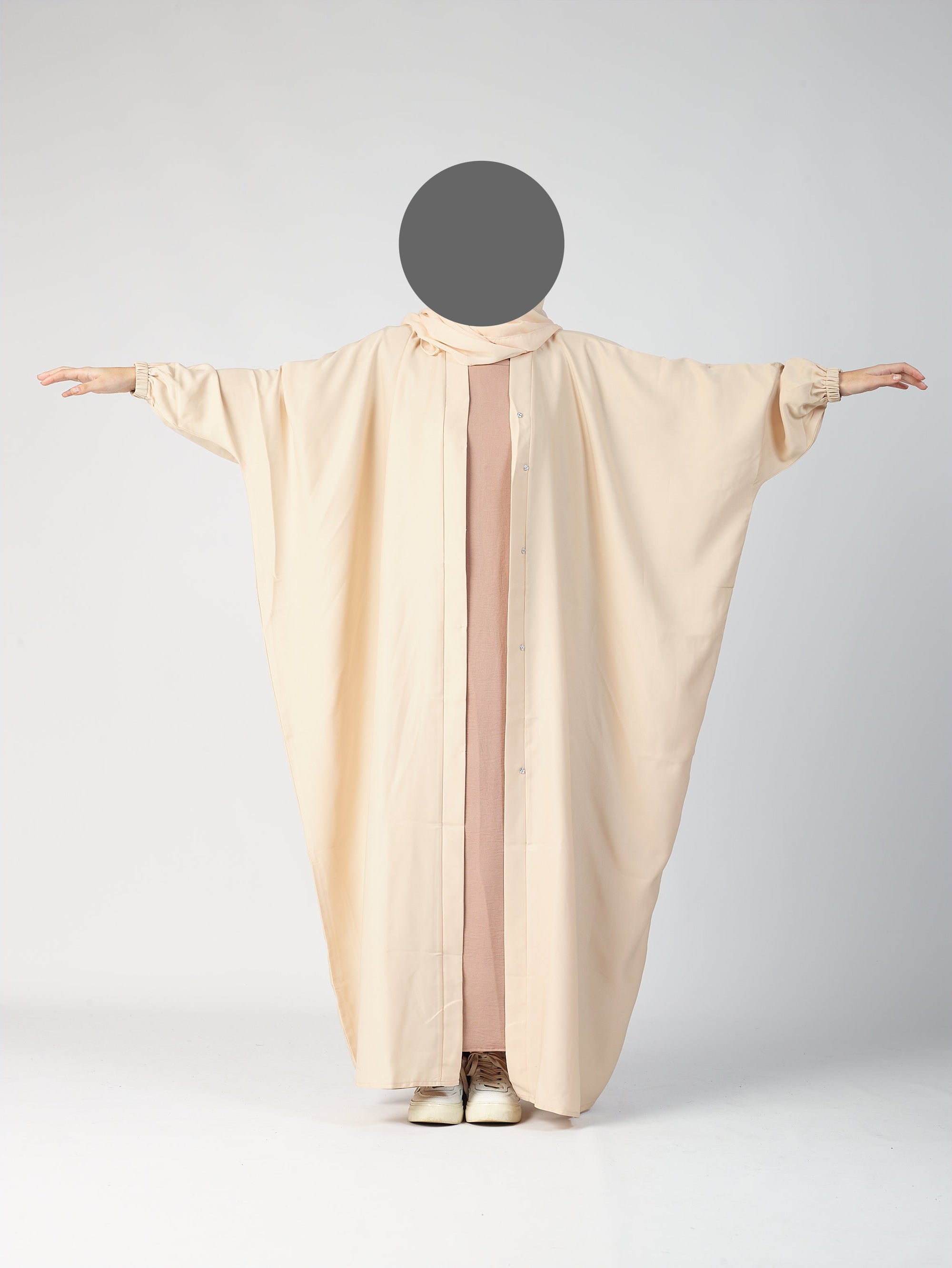Batwing Open Abaya - Cuff sleeve