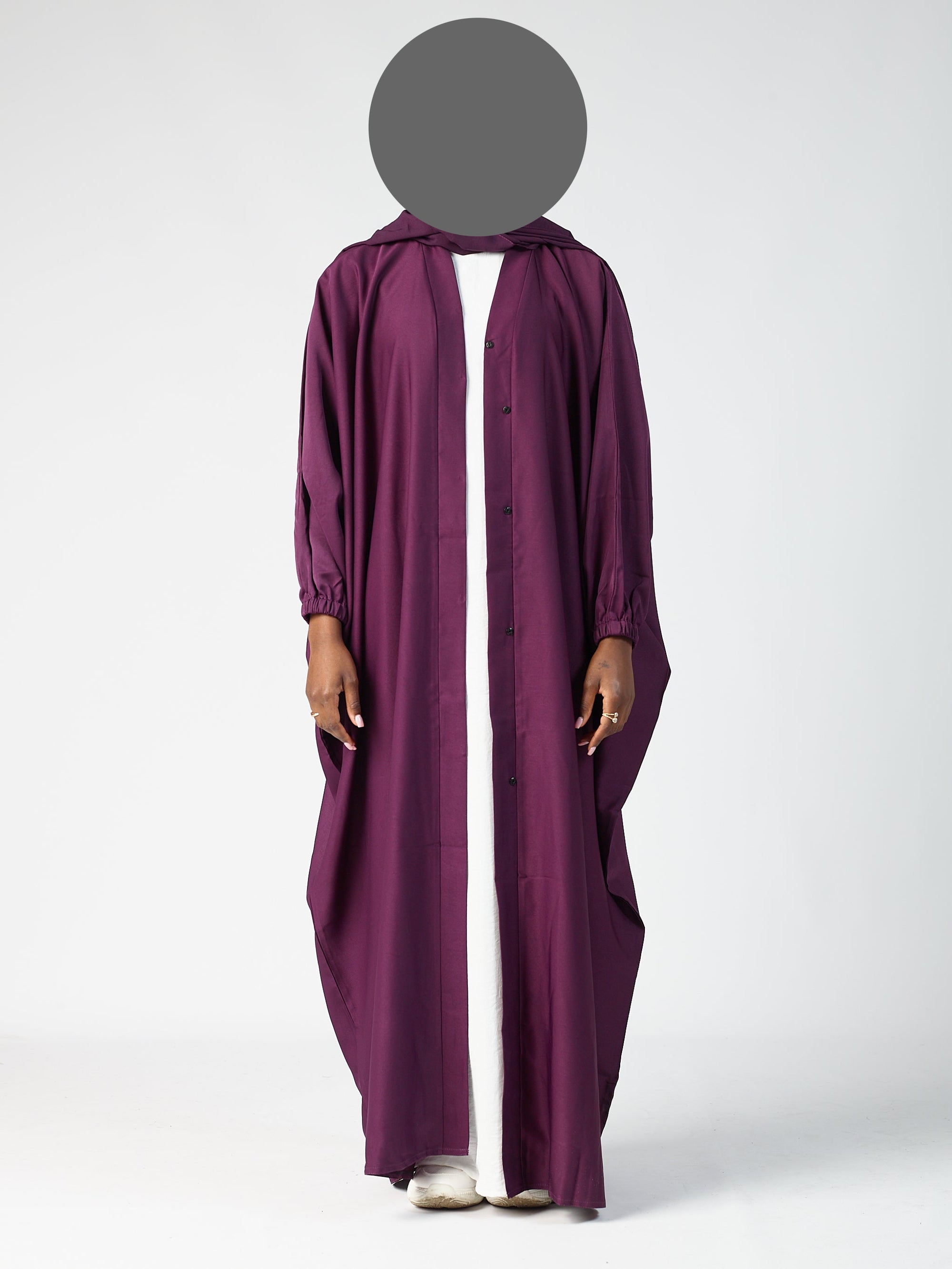 Batwing Open Abaya - Cuff sleeve
