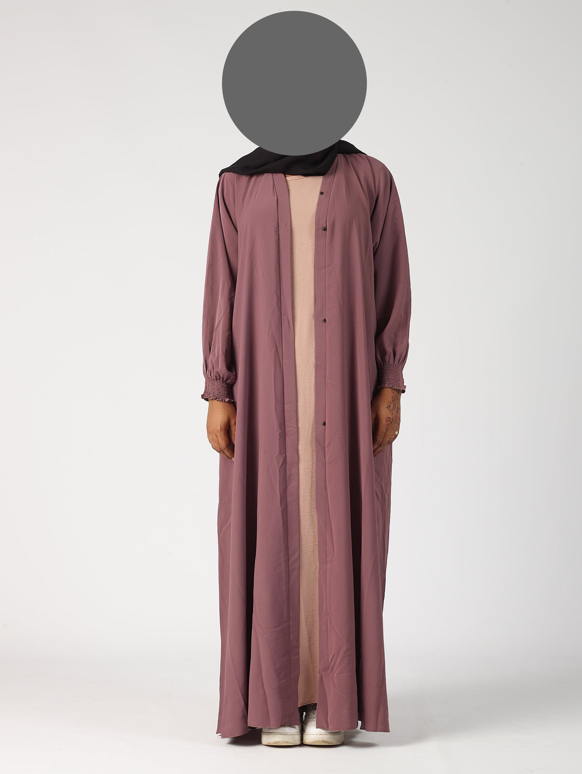 Premium plain Open abaya - Frill sleeve
