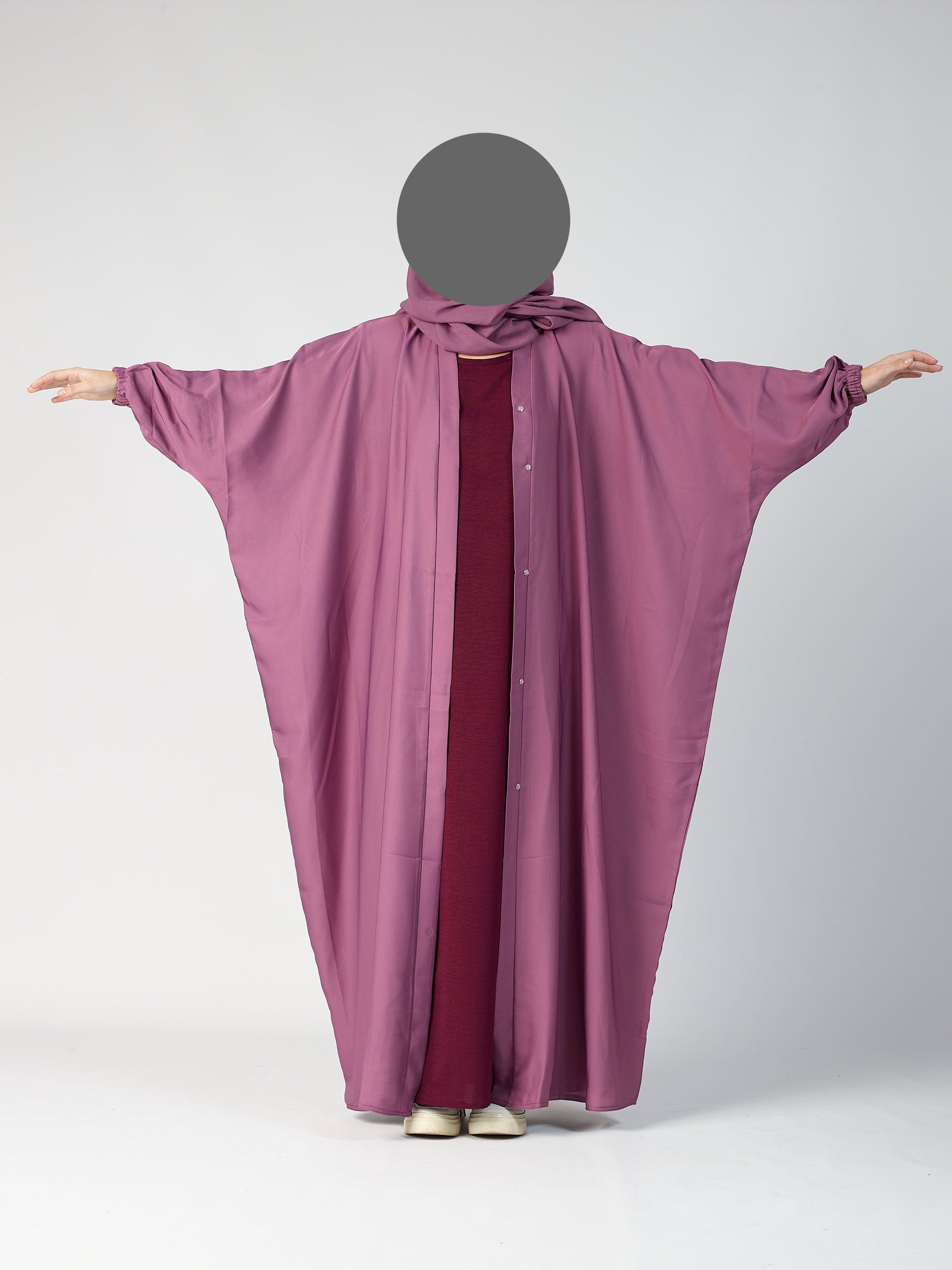 Batwing Open Abaya - Cuff sleeve