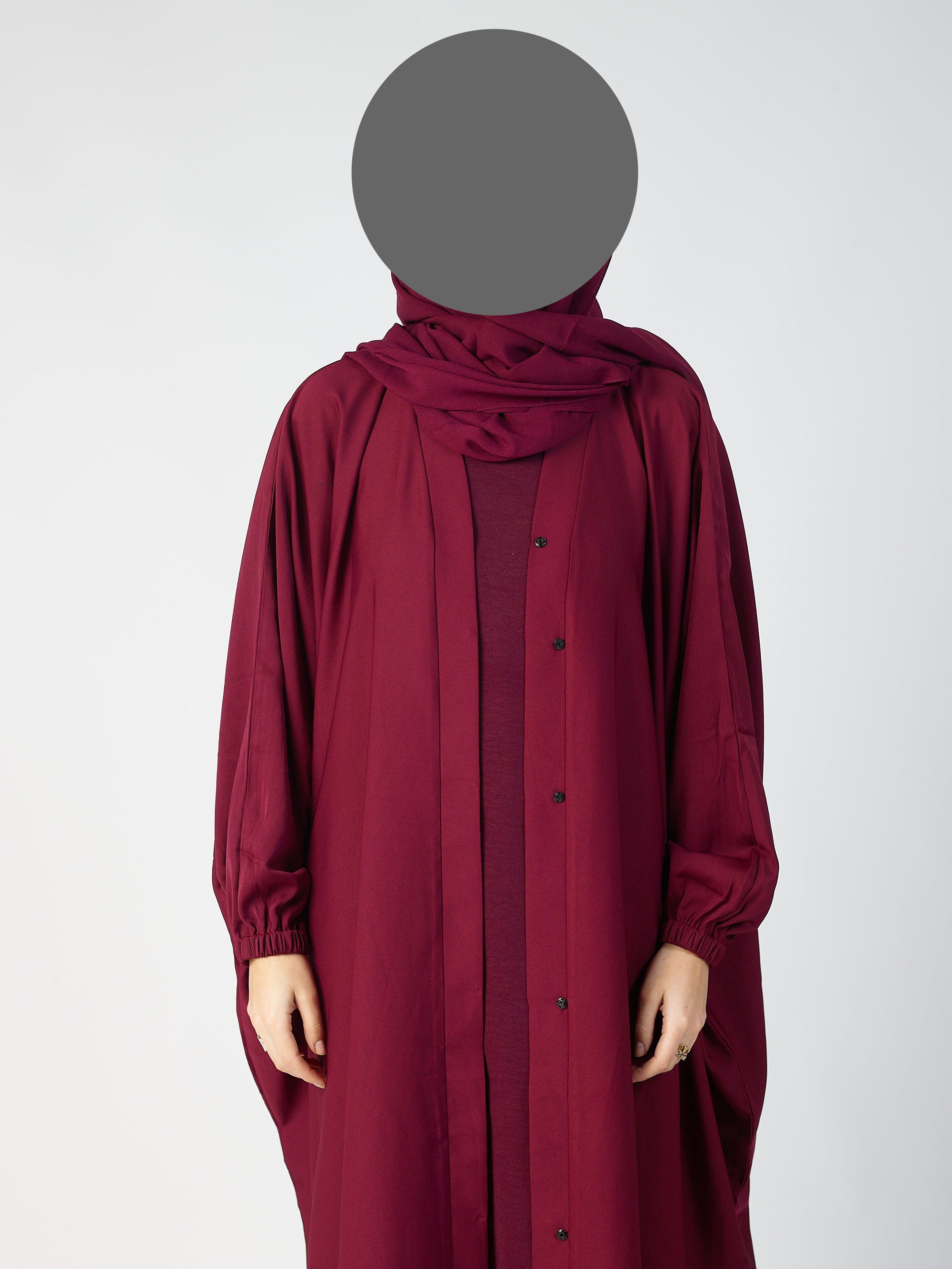 Batwing Open Abaya - Cuff sleeve