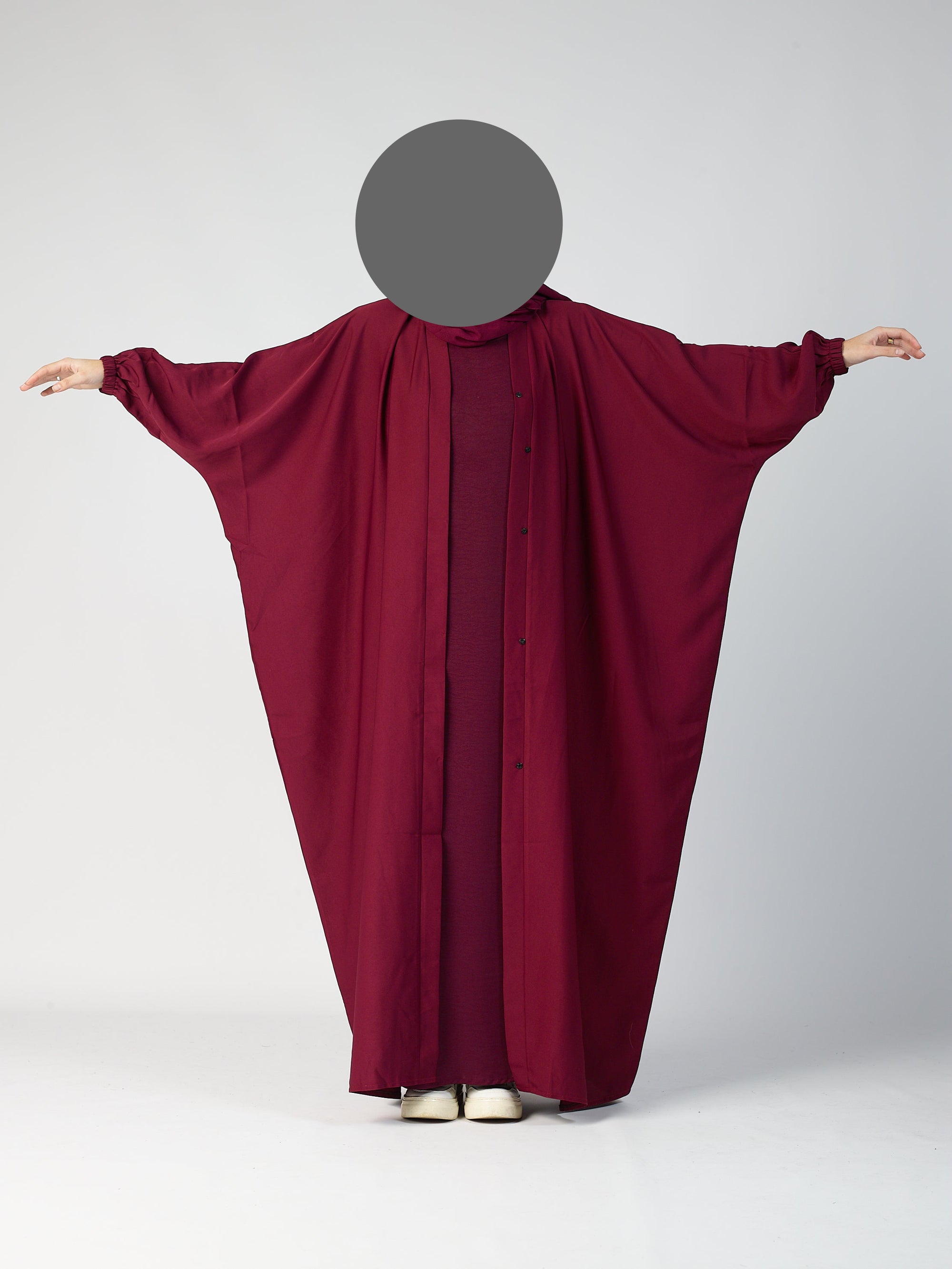 Batwing Open Abaya - Cuff sleeve