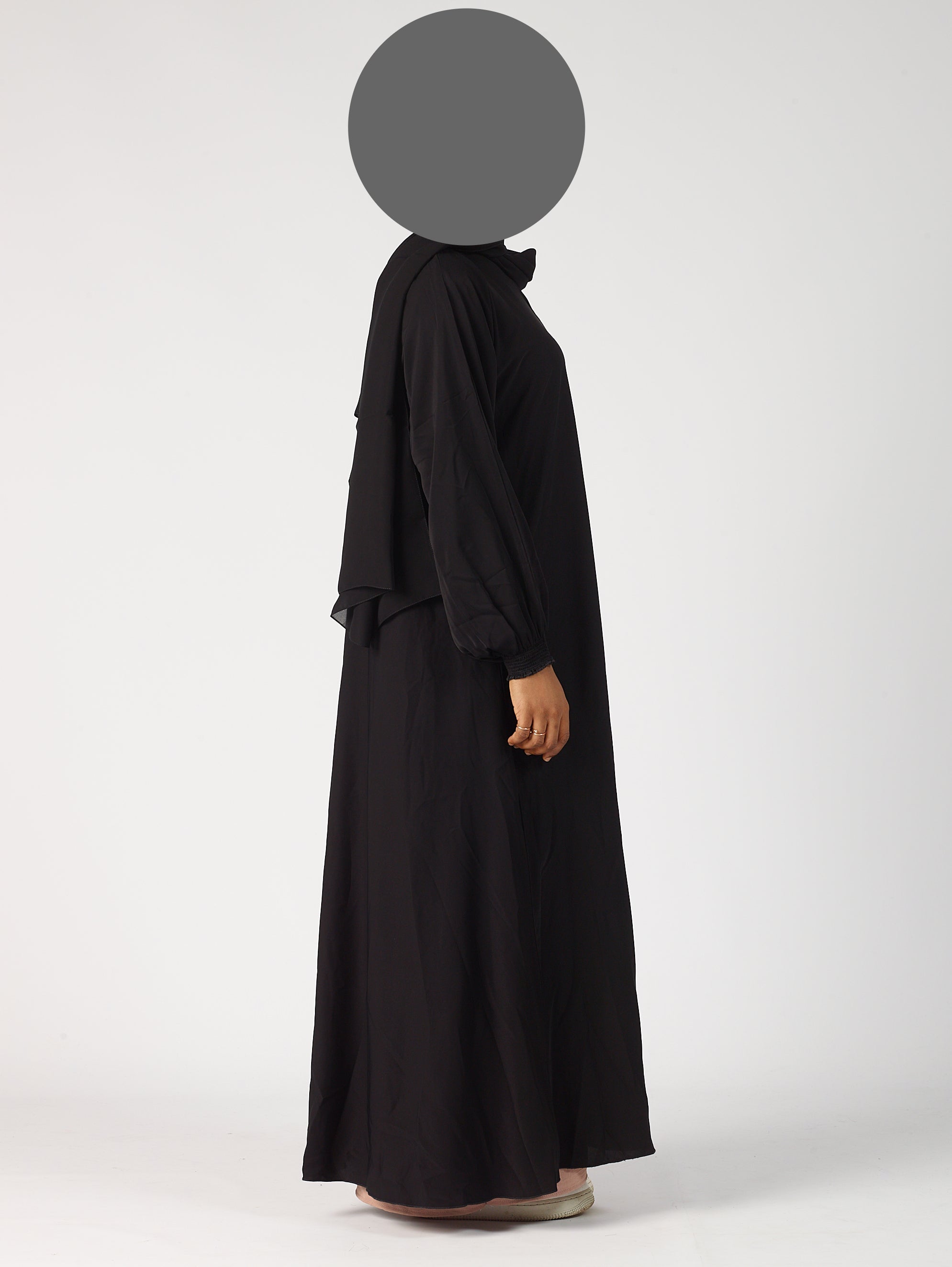 Premium plain Open abaya - Frill sleeve