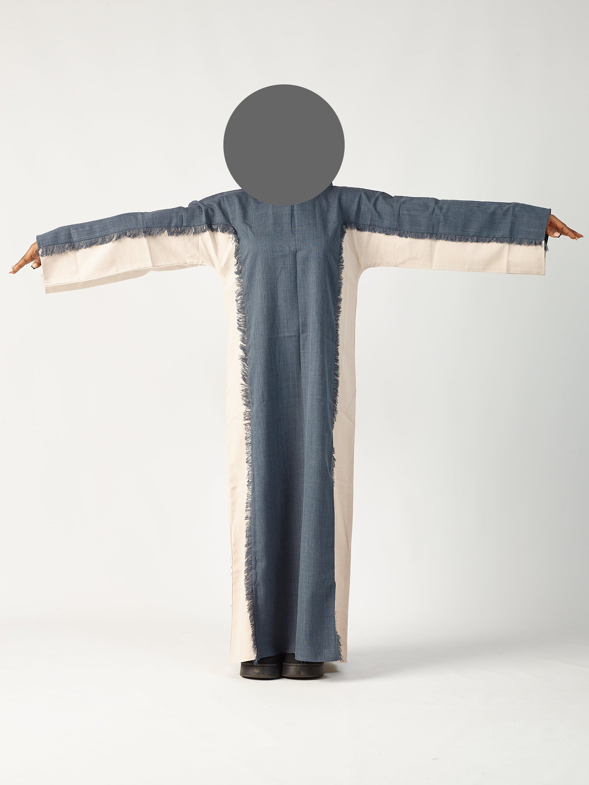 Navy & cream two tone linen abaya