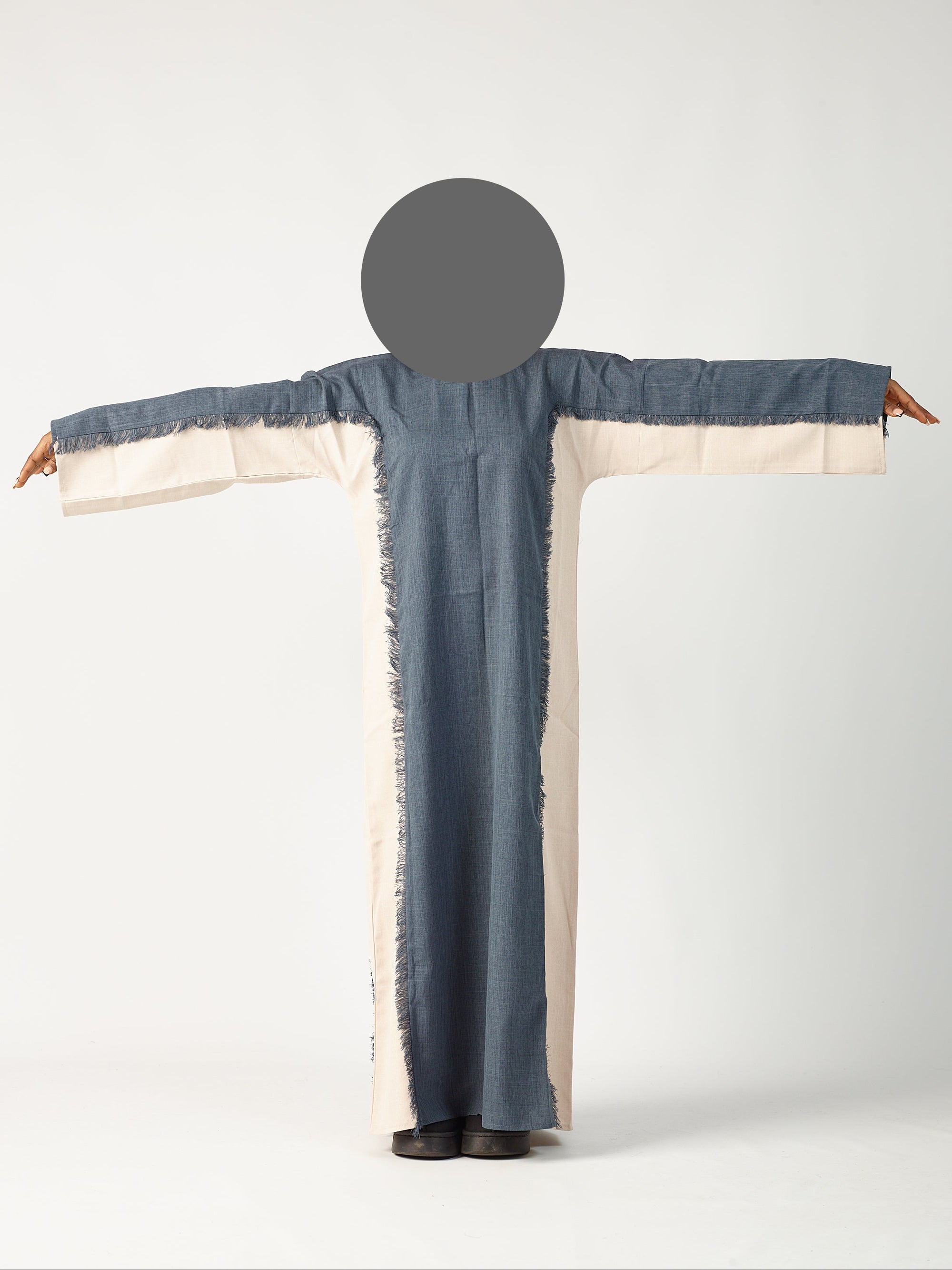 Navy & cream two tone linen abaya