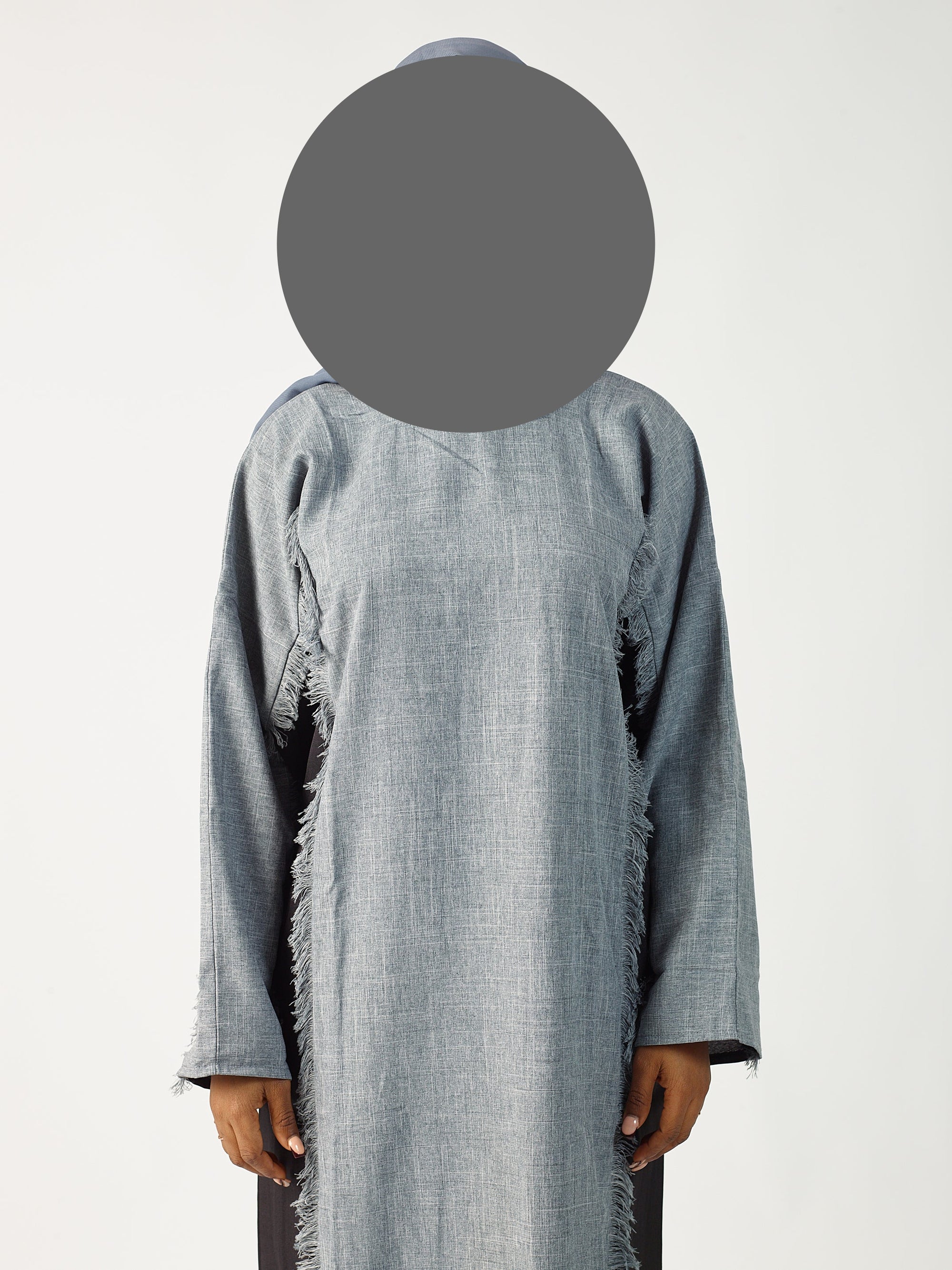 Grey & black two tone linen abaya