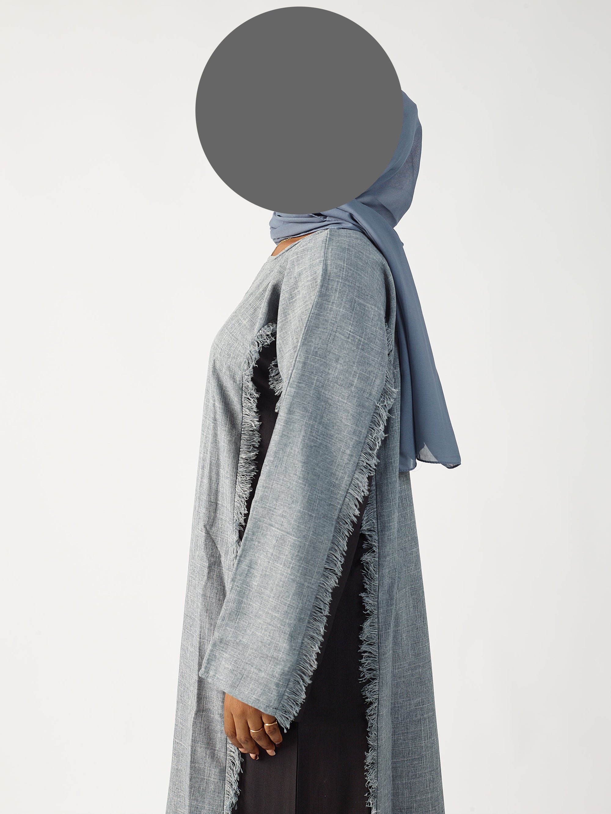 Grey & black two tone linen abaya