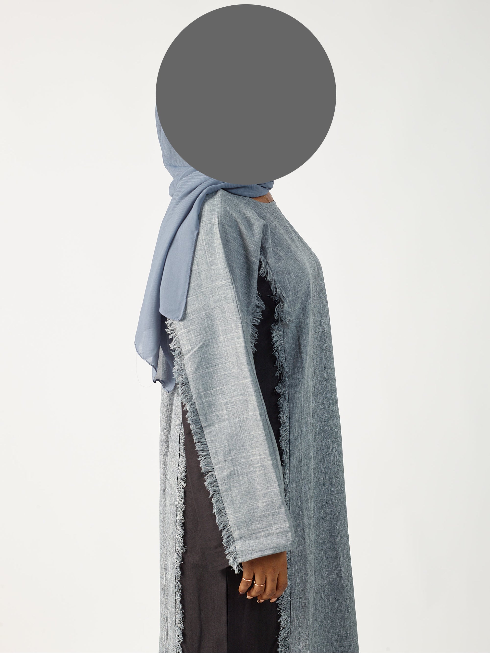 Grey & black two tone linen abaya