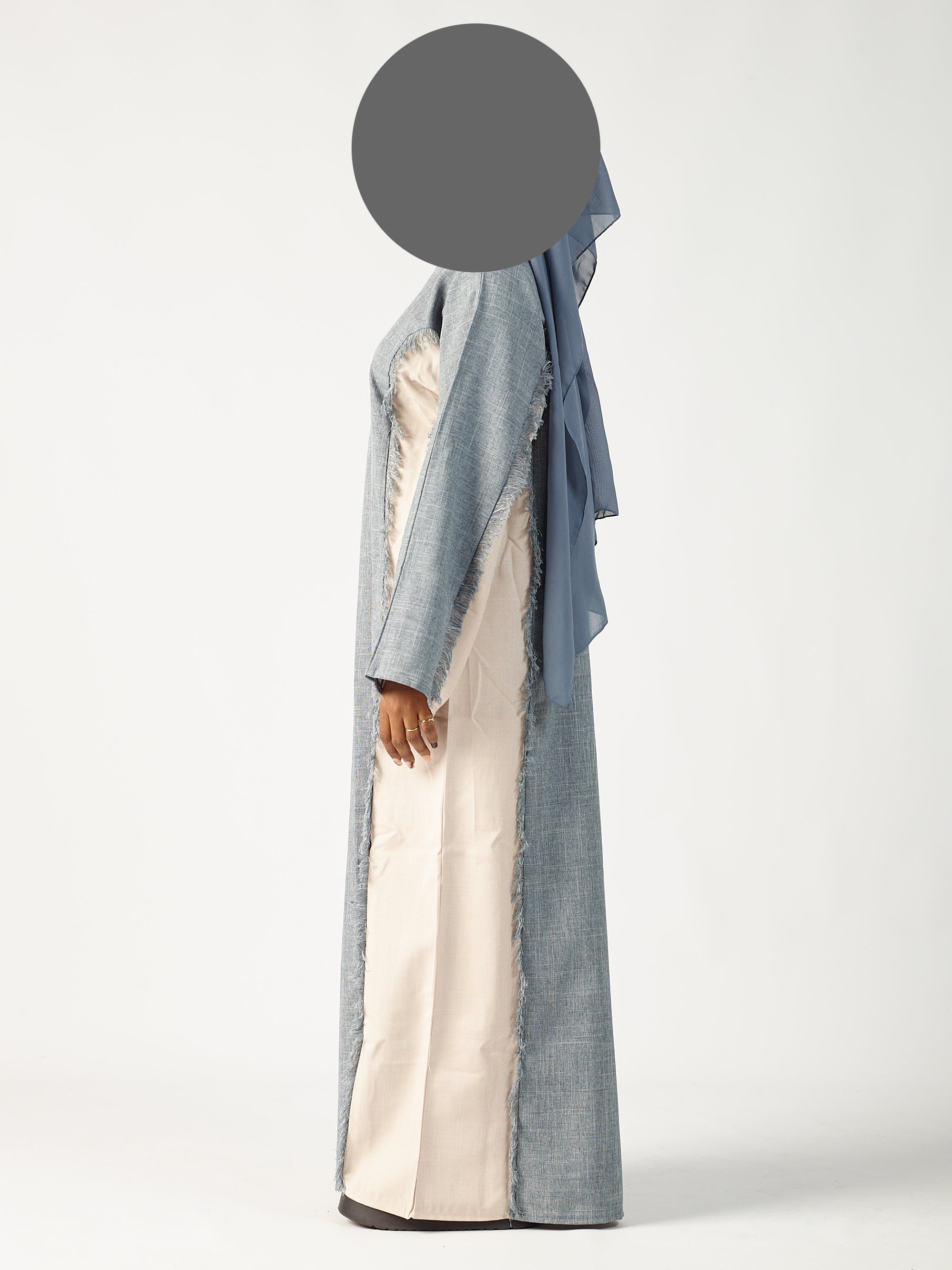 Grey & cream two tone linen abaya (Copy)
