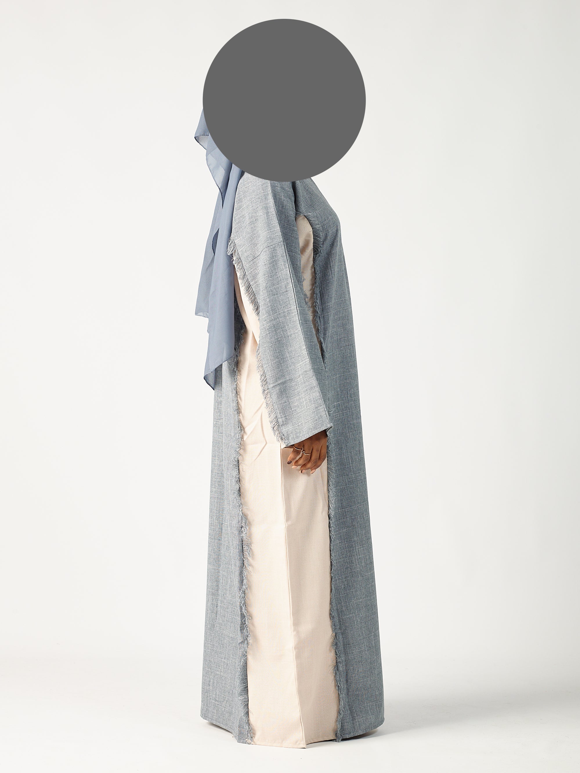 Grey & cream two tone linen abaya (Copy)
